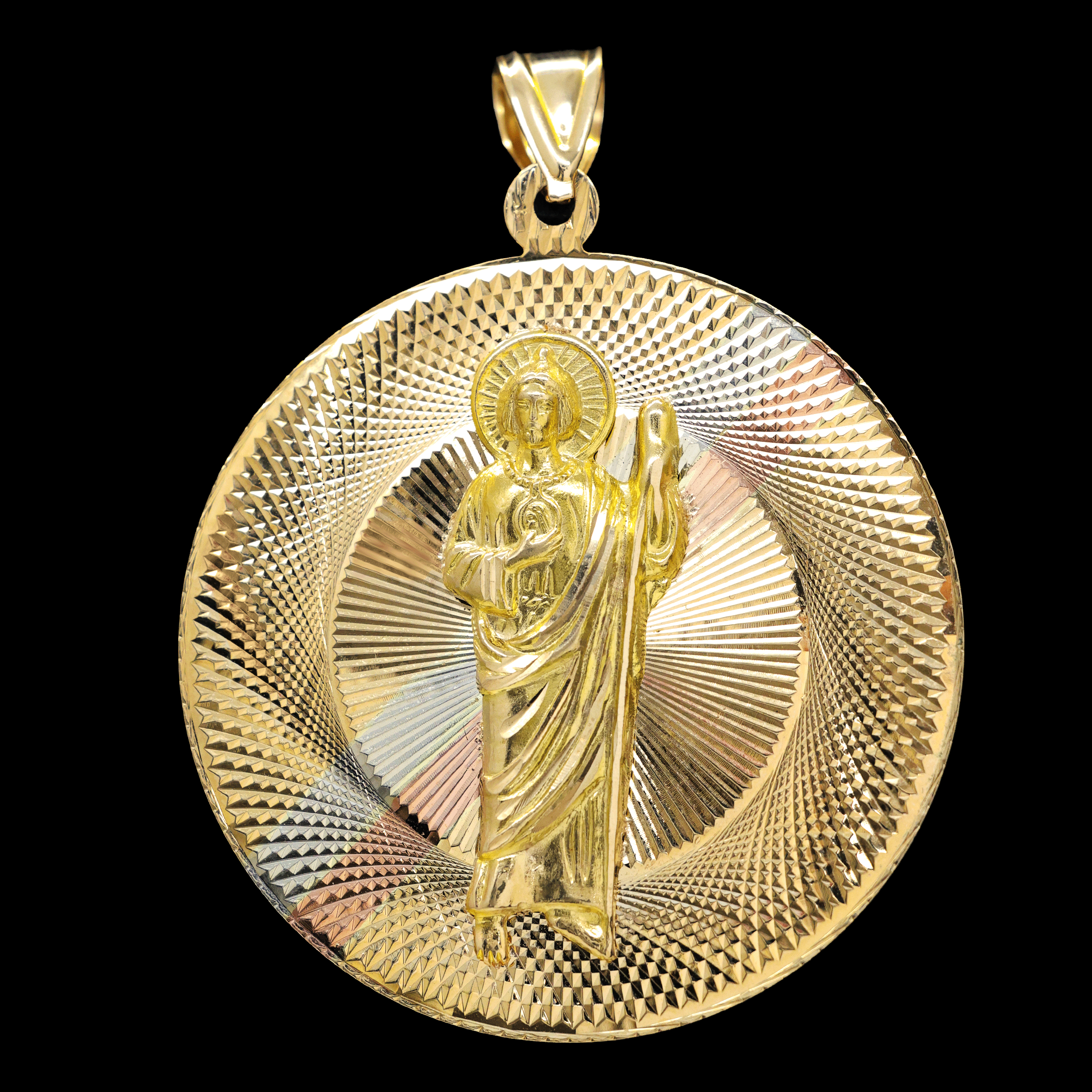 ESCAPULARIO REDONDO VIRGEN C/JESUS 14K