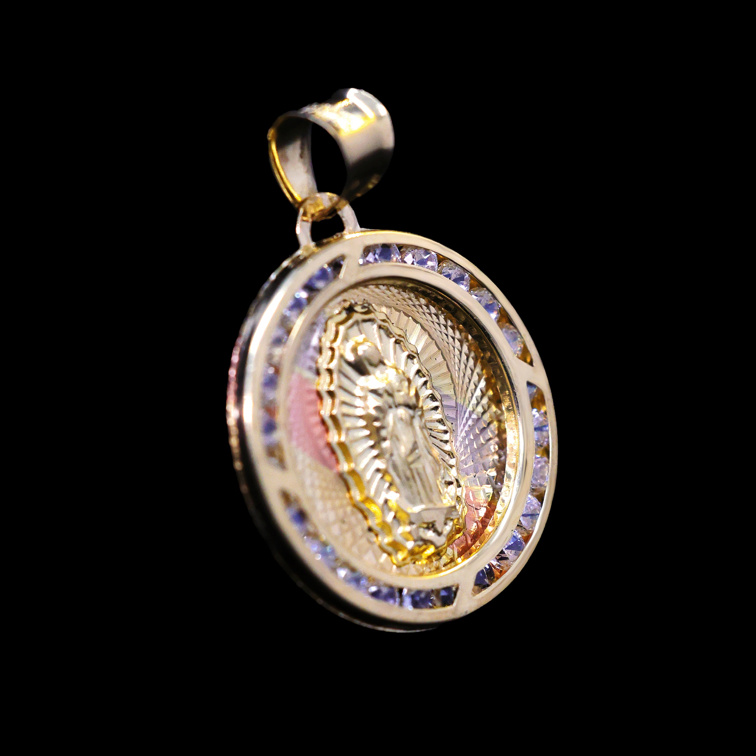 MEDALLA VIRGEN BISEL C/ZN BLANCA 10K