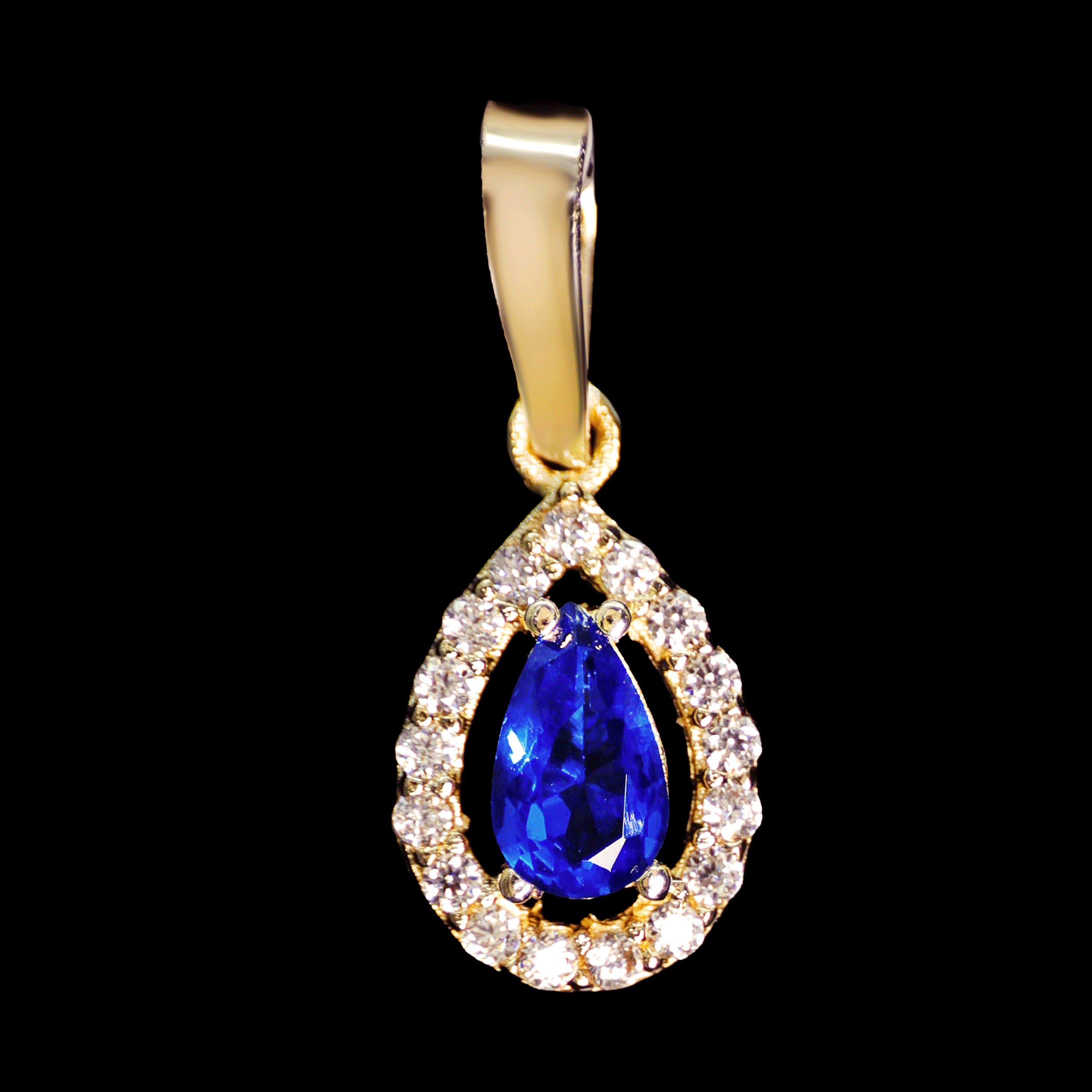 DIJE GOTA VERDE , AZUL C/ZN BLANCA EN BISEL 10K