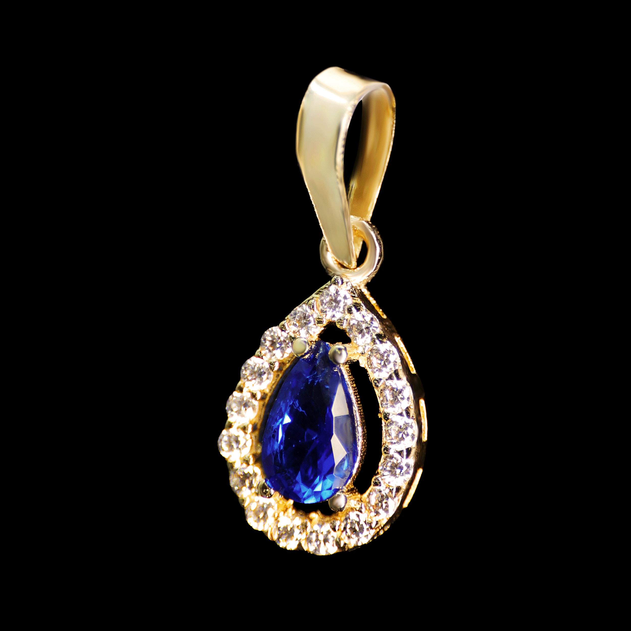 DIJE GOTA VERDE , AZUL C/ZN BLANCA EN BISEL 10K