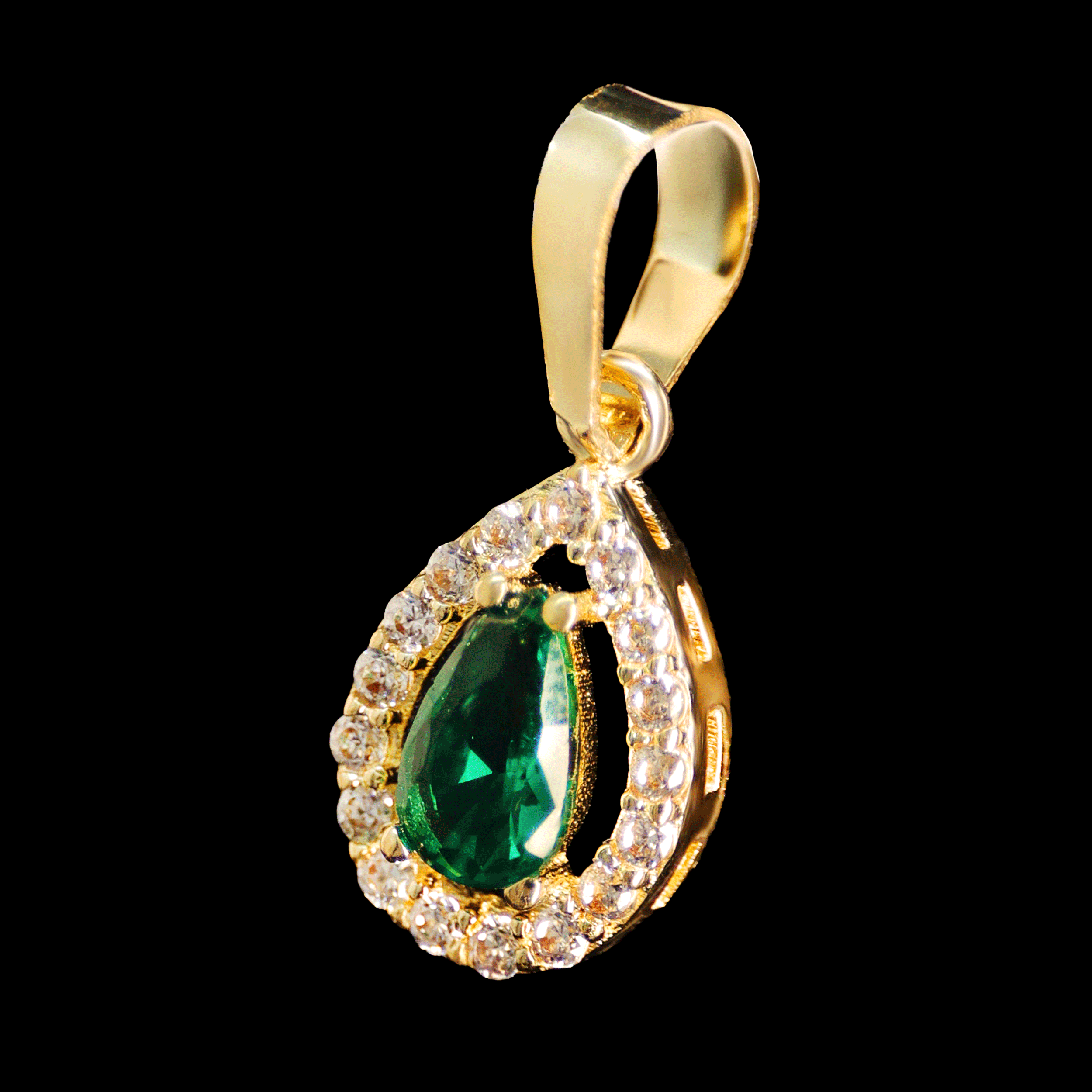 DIJE GOTA VERDE , AZUL C/ZN BLANCA EN BISEL 10K