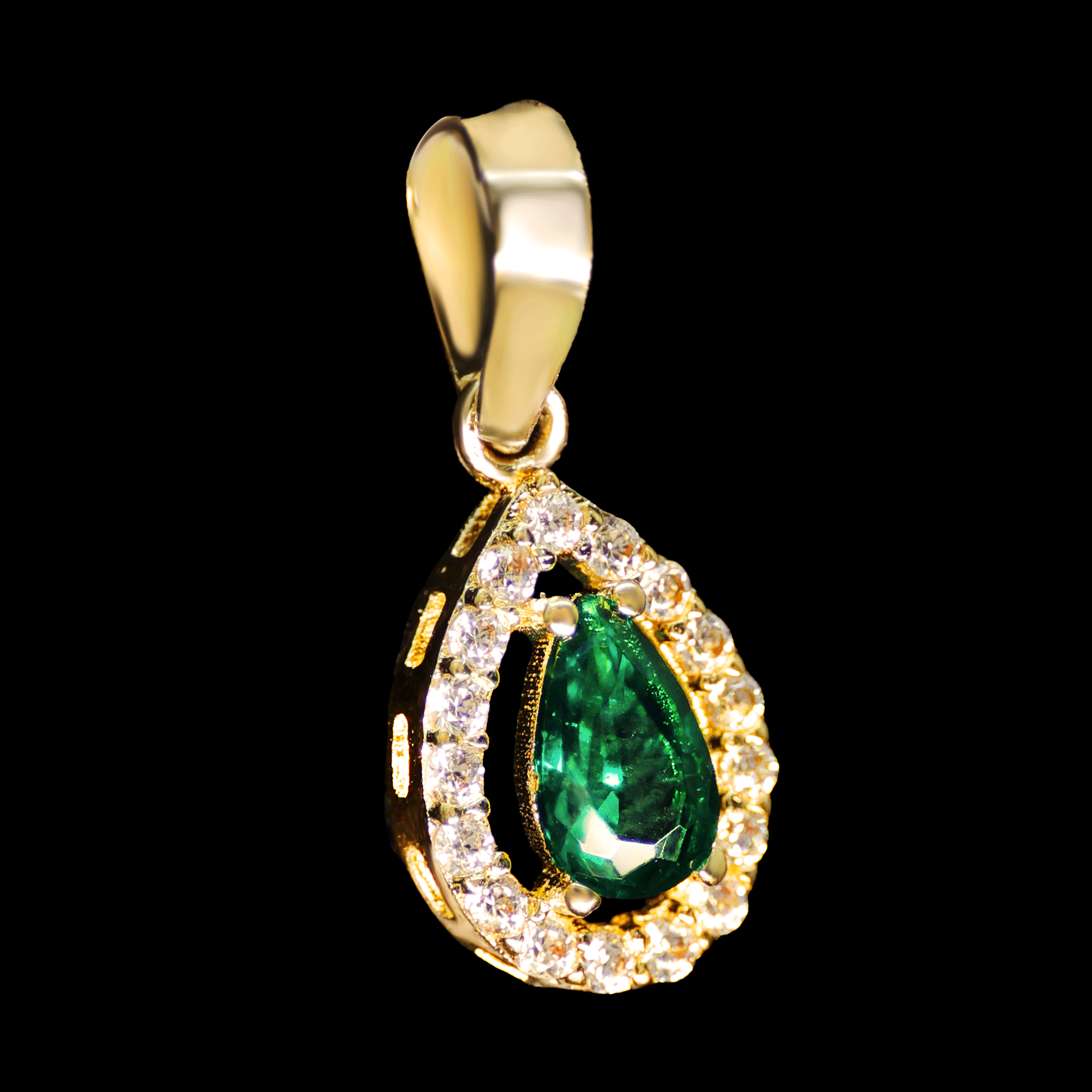 DIJE GOTA VERDE , AZUL C/ZN BLANCA EN BISEL 10K