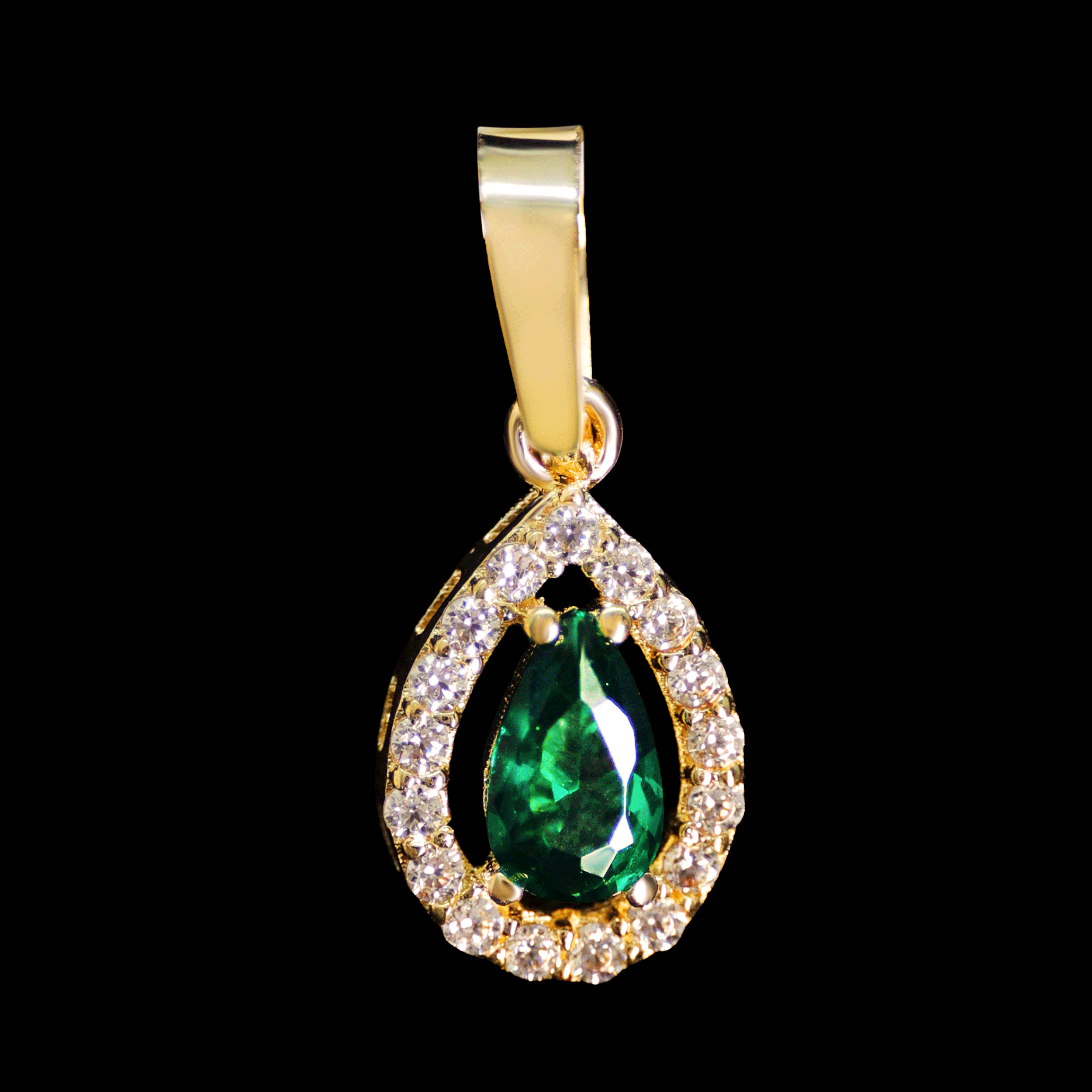 DIJE GOTA VERDE , AZUL C/ZN BLANCA EN BISEL 10K