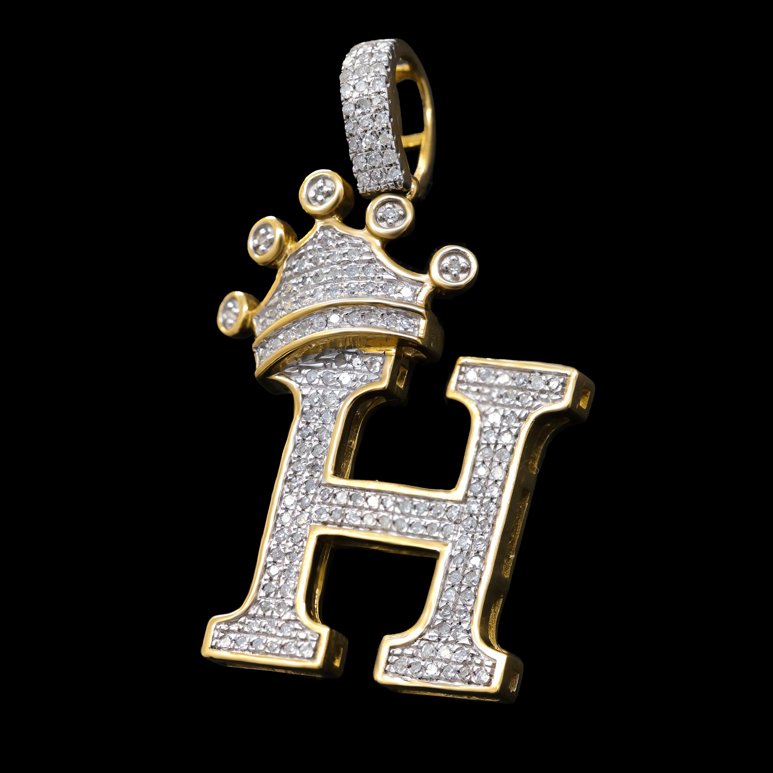 Dije de Diamantes Letra H con Corona
