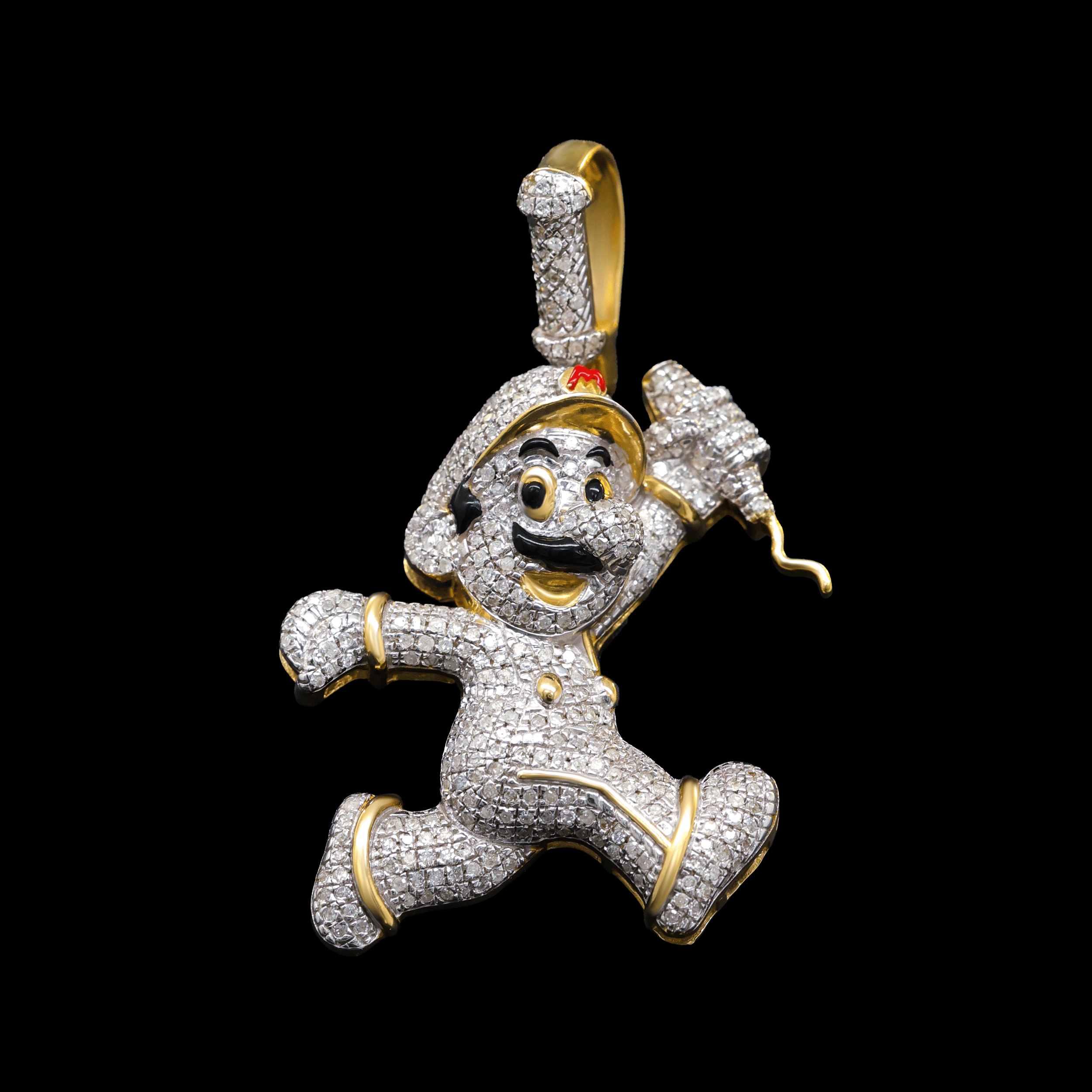 Dije Mario Bross Corriendo con Diamantes Naturales