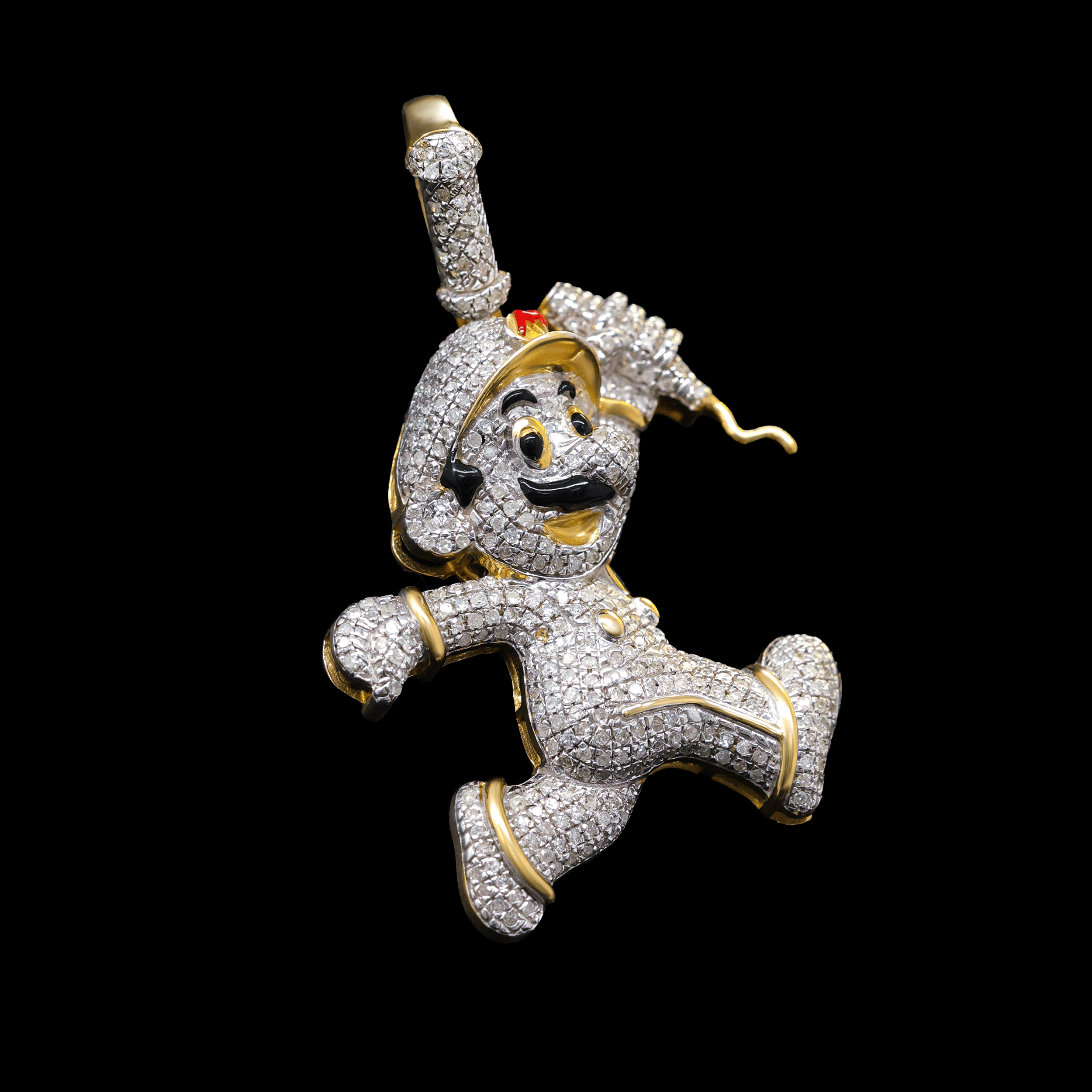 Dije Mario Bross Corriendo con Diamantes Naturales