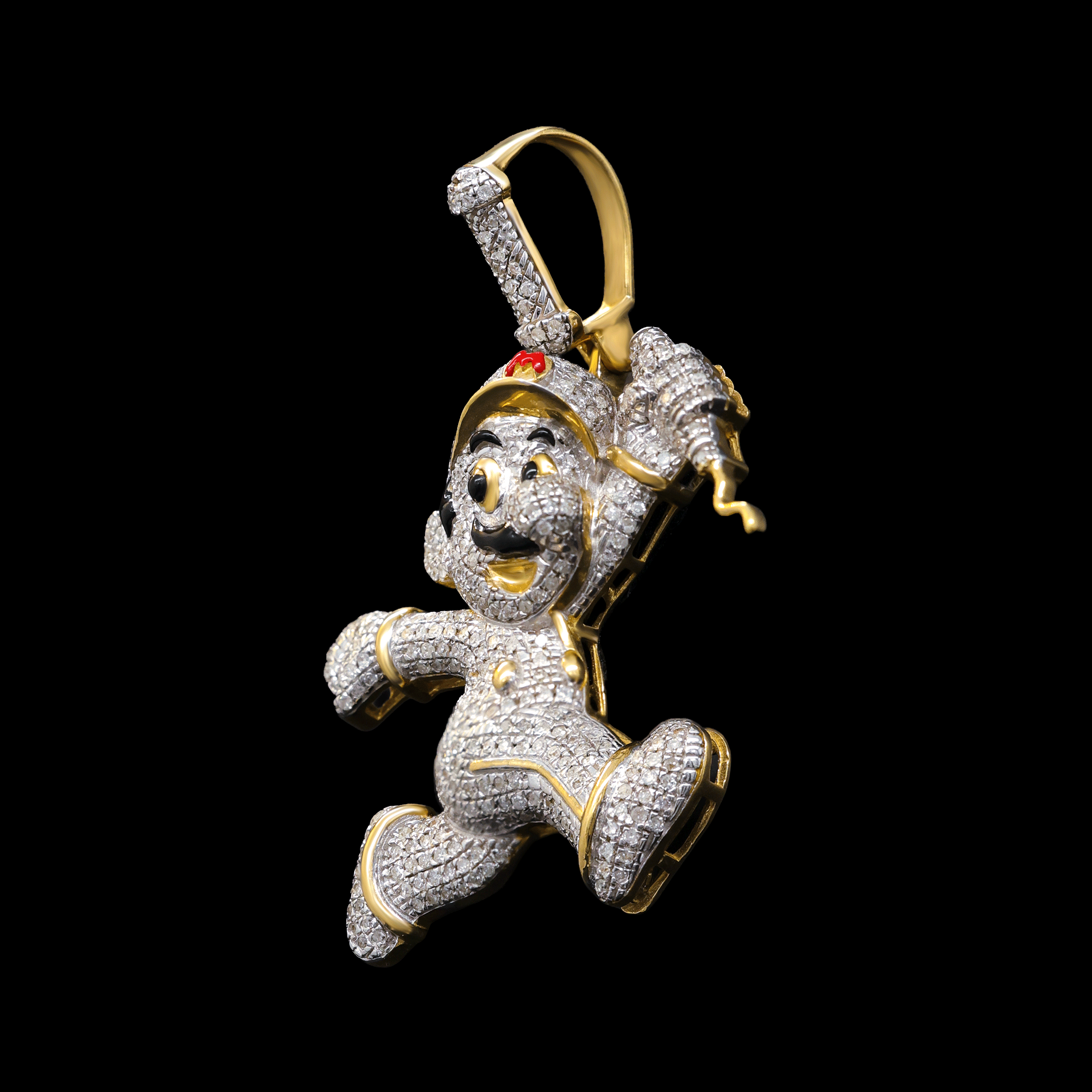 Dije Mario Bross Corriendo con Diamantes Naturales