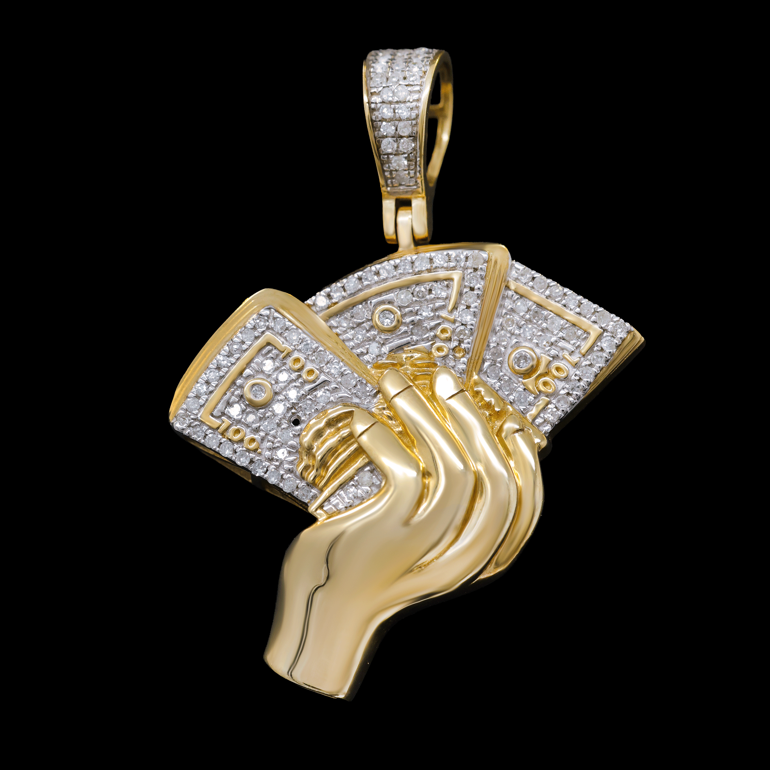 Dije Manos con Dinero en Diamantes Naturales