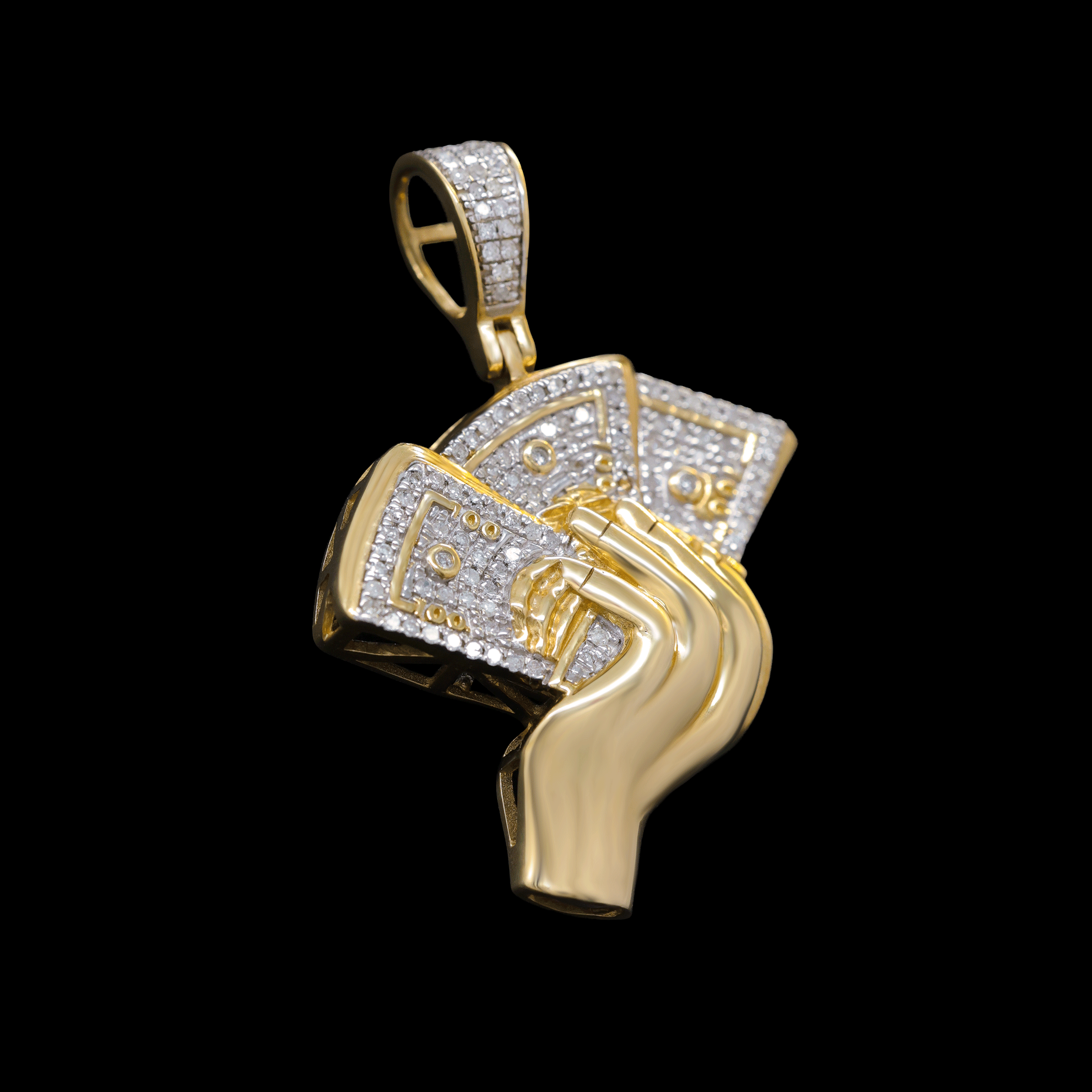 Dije Manos con Dinero en Diamantes Naturales