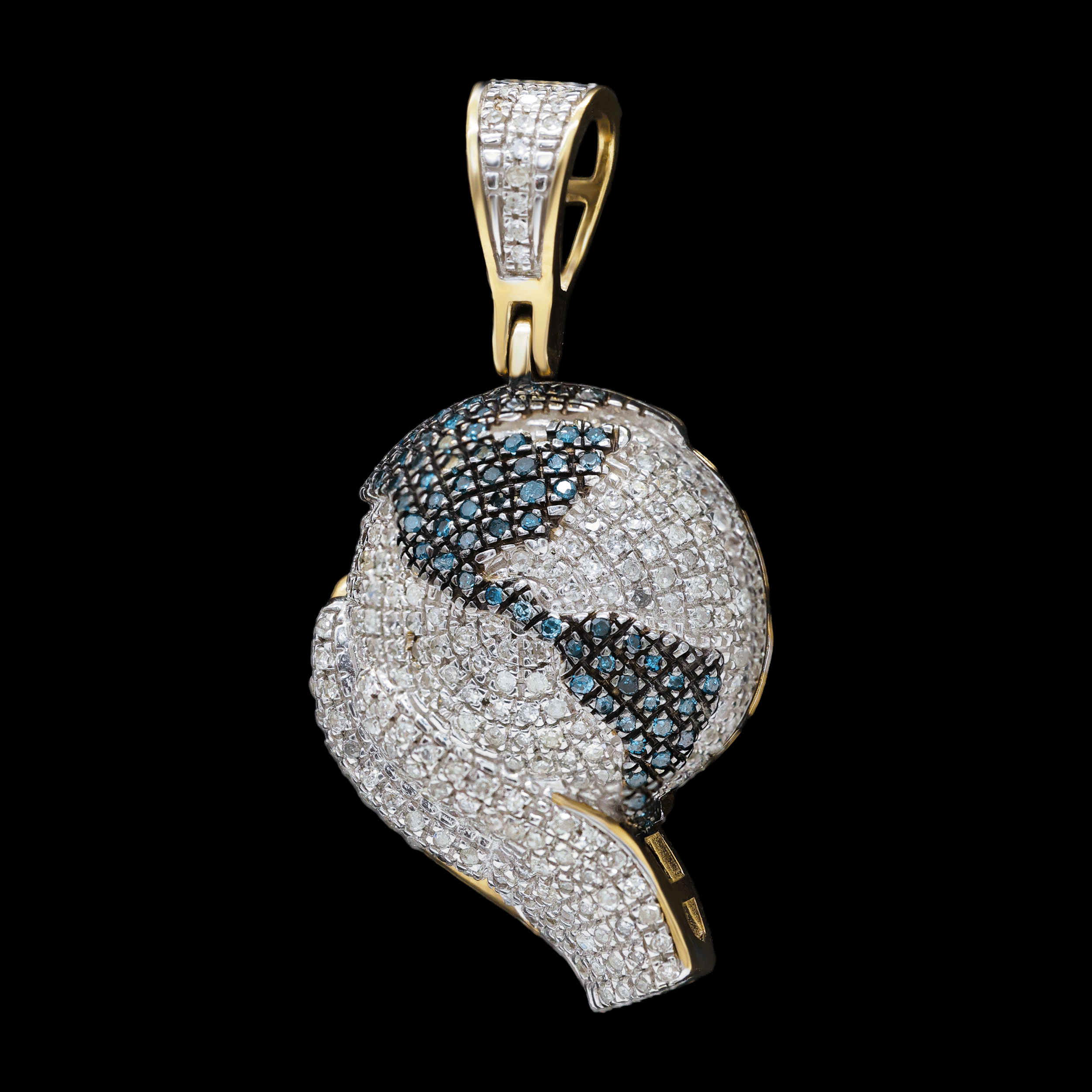 Dije Mundo con Diamantes Naturales Negros y Blancas