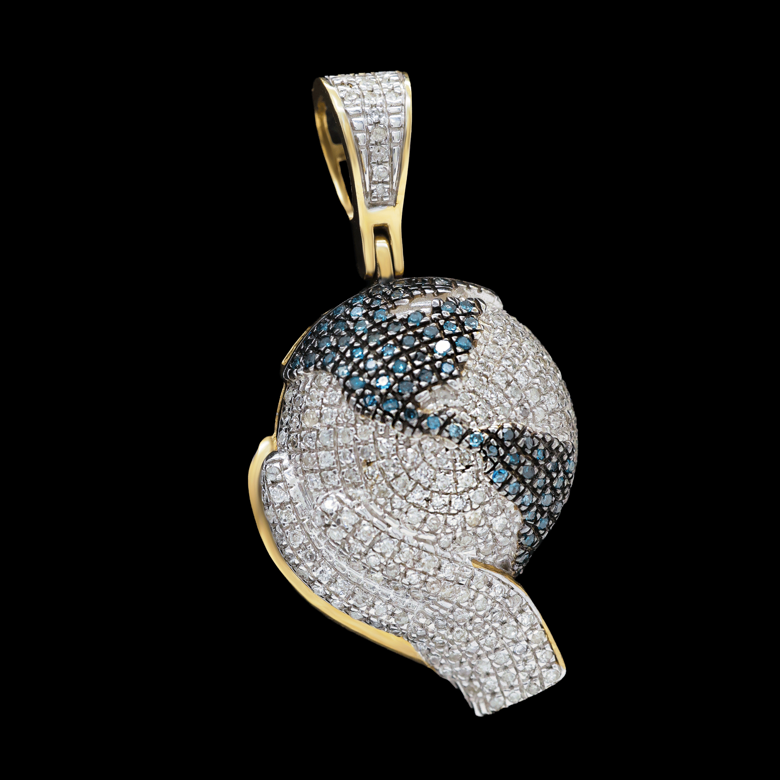 Dije Mundo con Diamantes Naturales Negros y Blancas