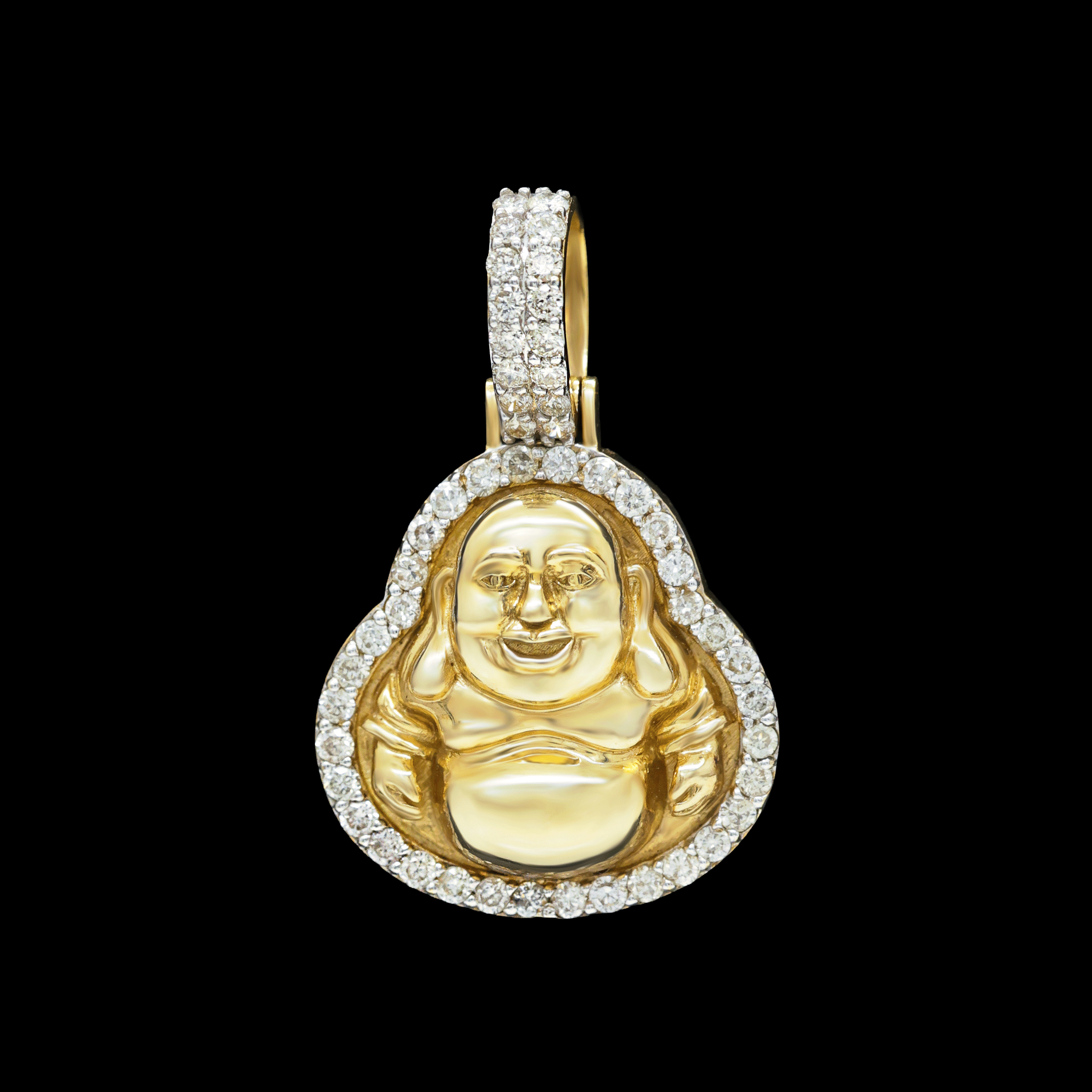 Dije Amarillo de Laughing Buddha (Bidai) con Bisel de Diamantes