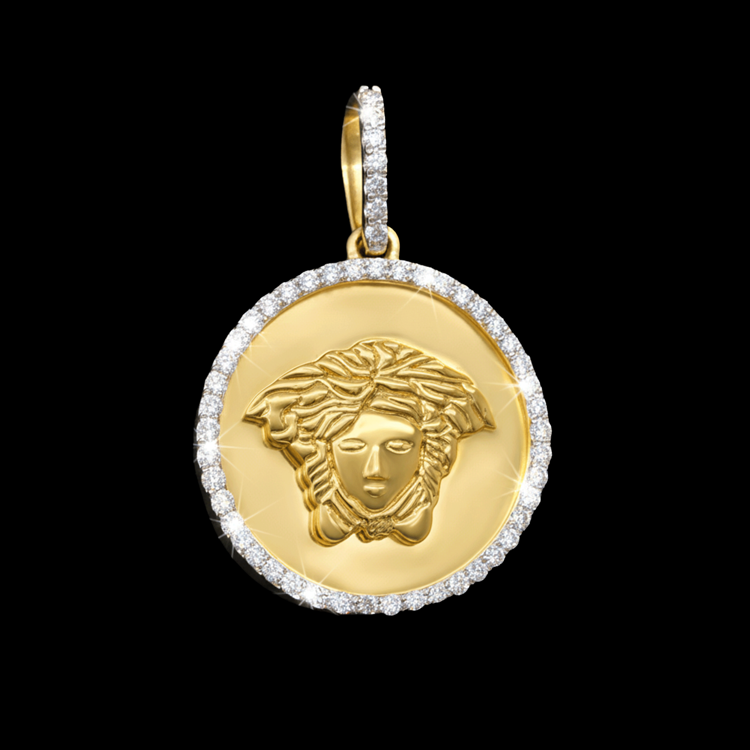 Medalla Medusa con Bisel en Diamantes