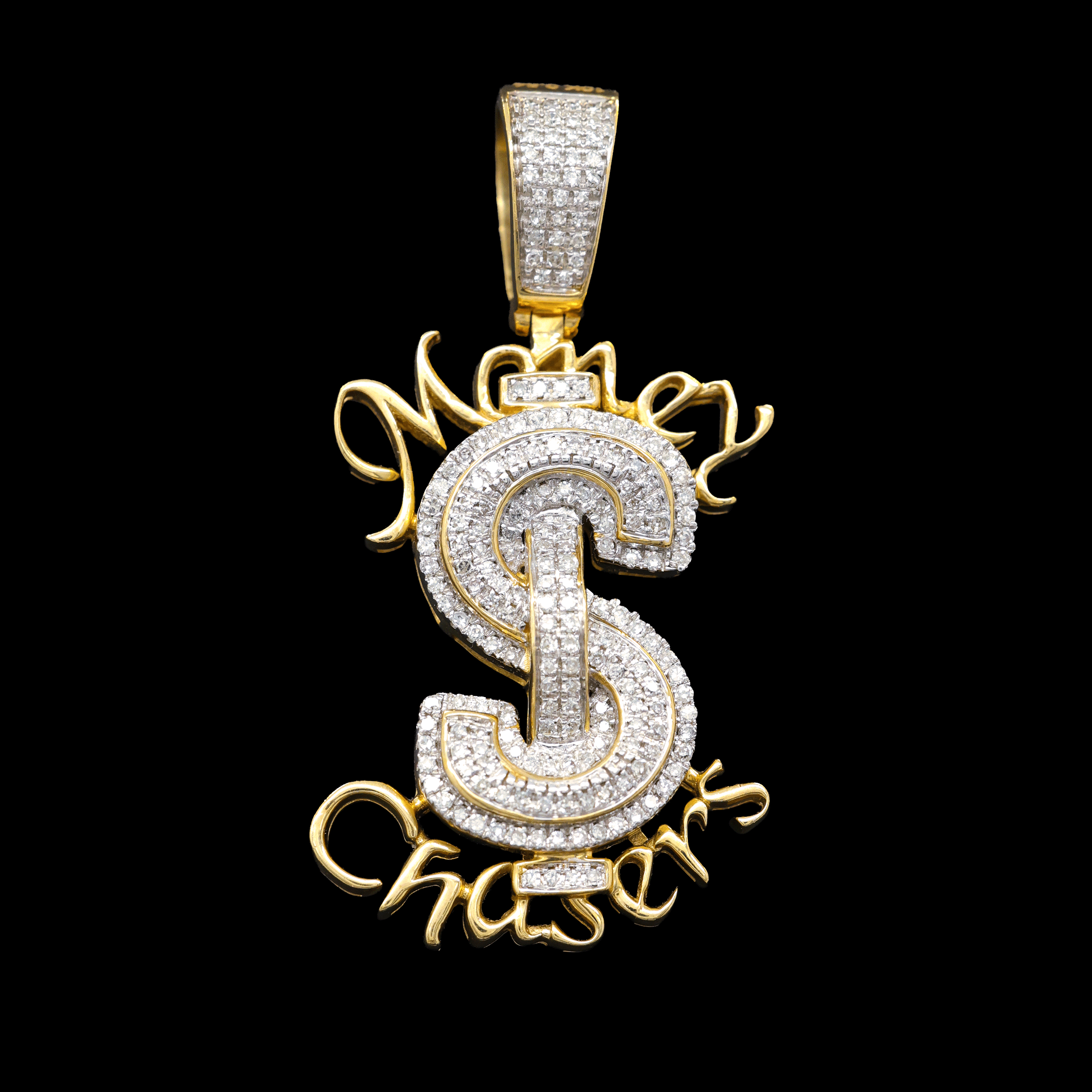 Dije de Signo de Dólar "Money Chasers" con Diamantes