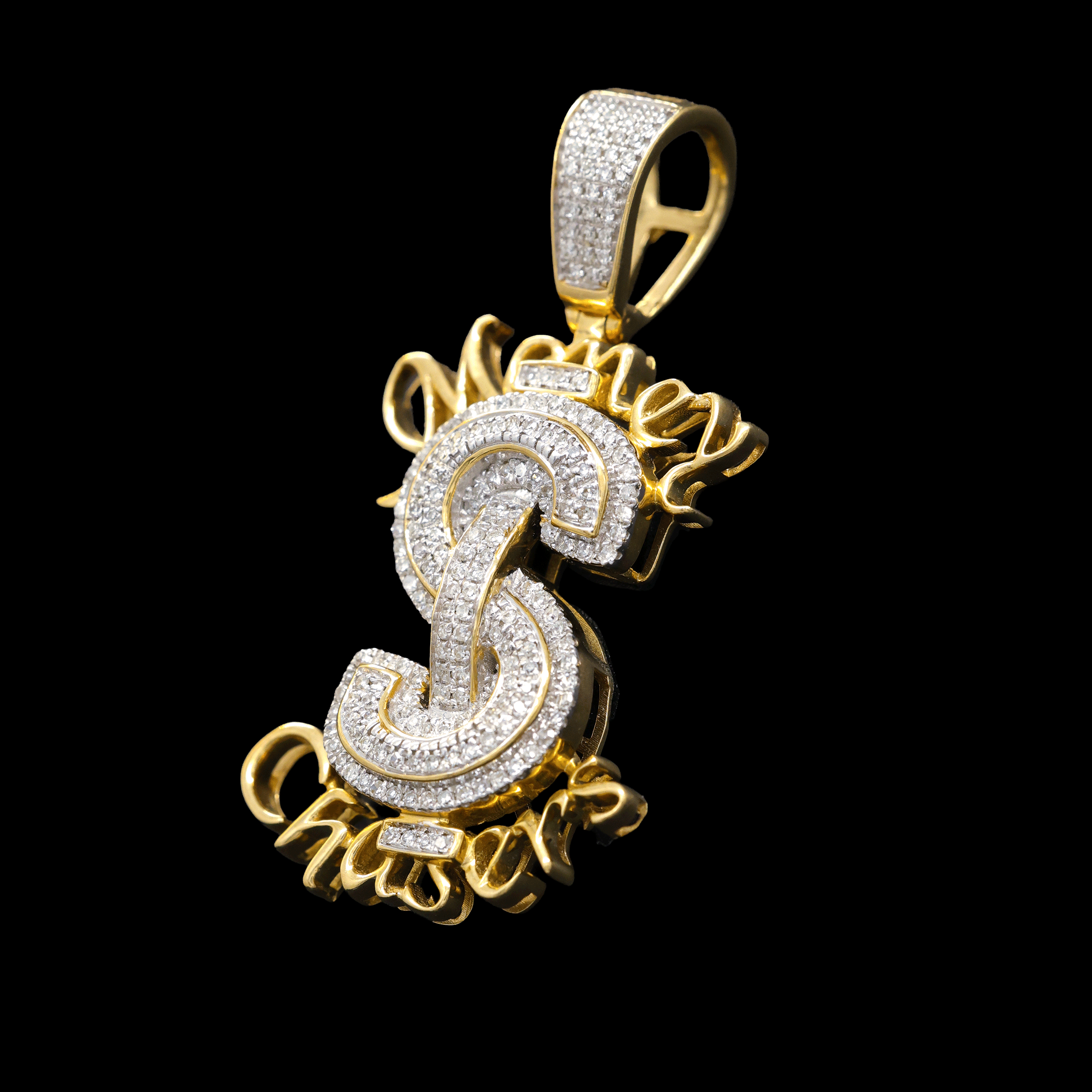 Dije de Signo de Dólar "Money Chasers" con Diamantes