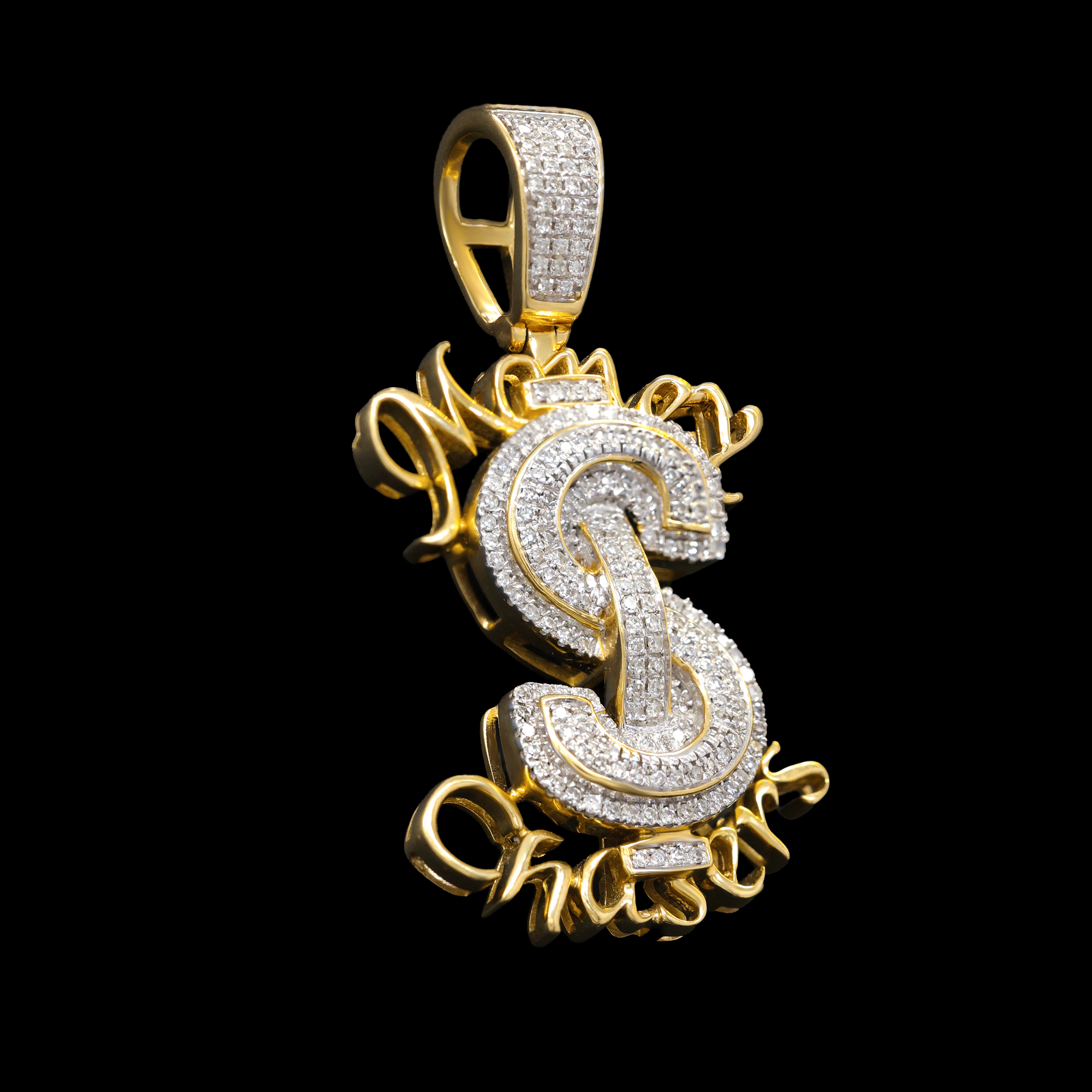 Dije de Signo de Dólar "Money Chasers" con Diamantes