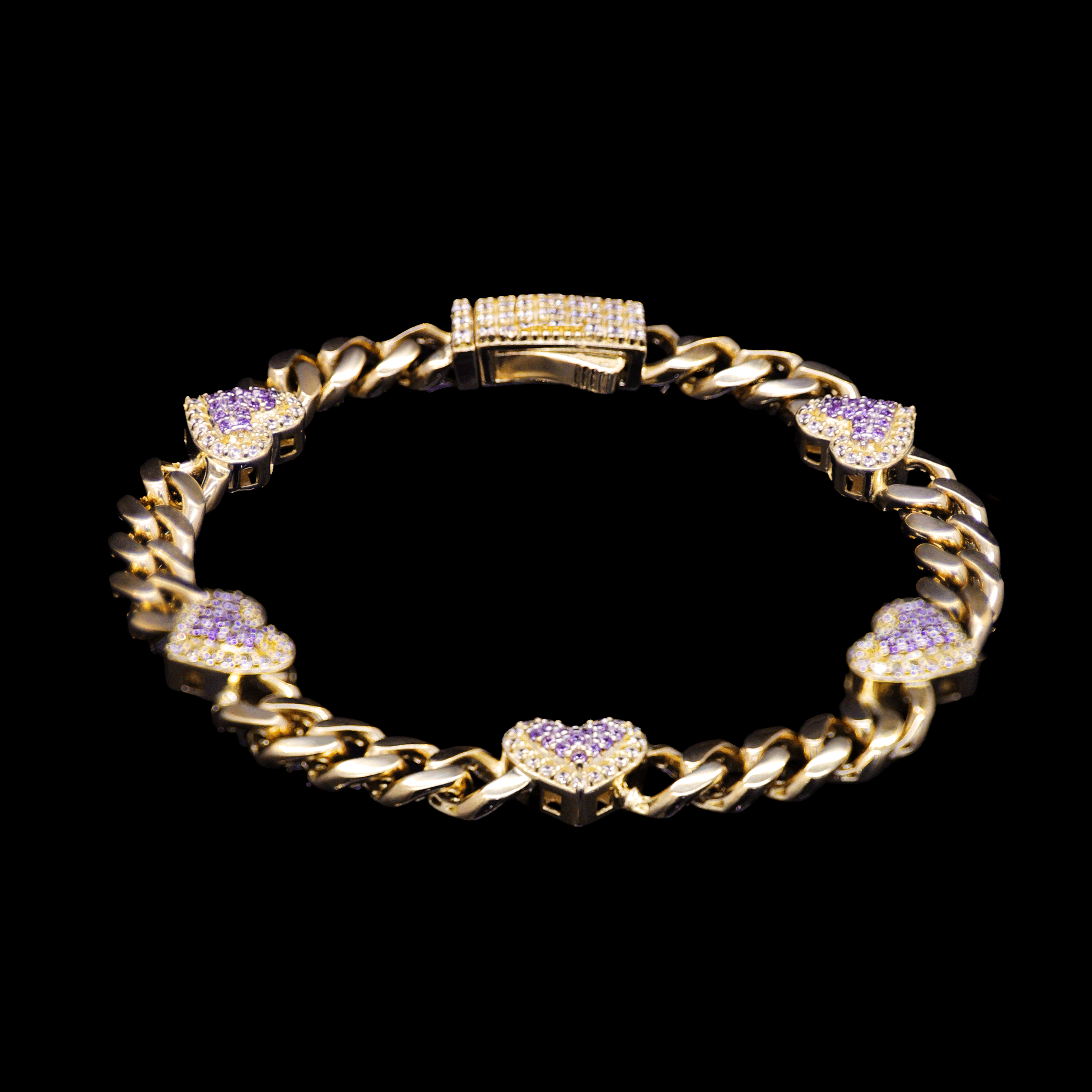 PULSO CINCO CORAZONES LILA 10K