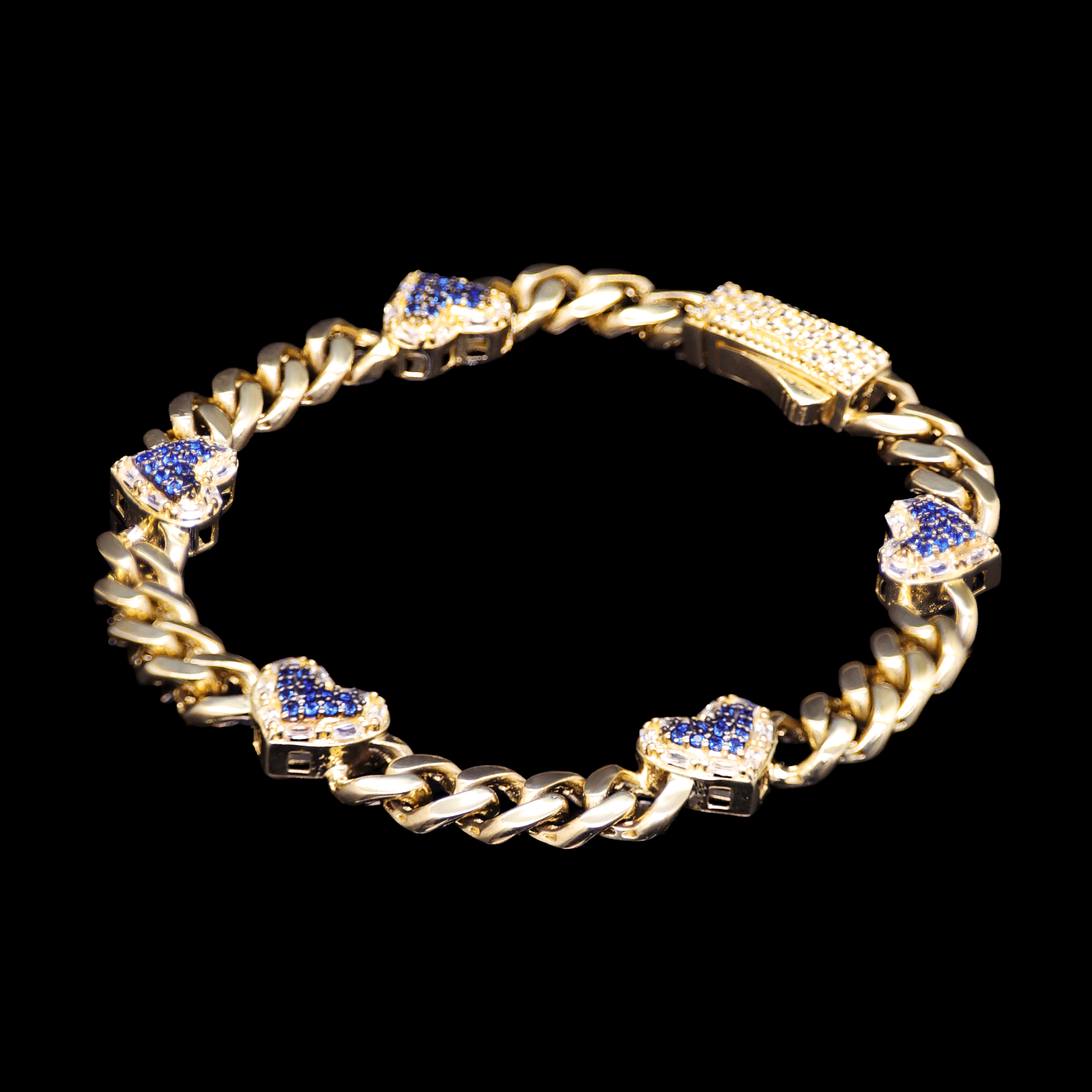 PULSO CINCO CORAZONES AZUL B/BLANCO 10K