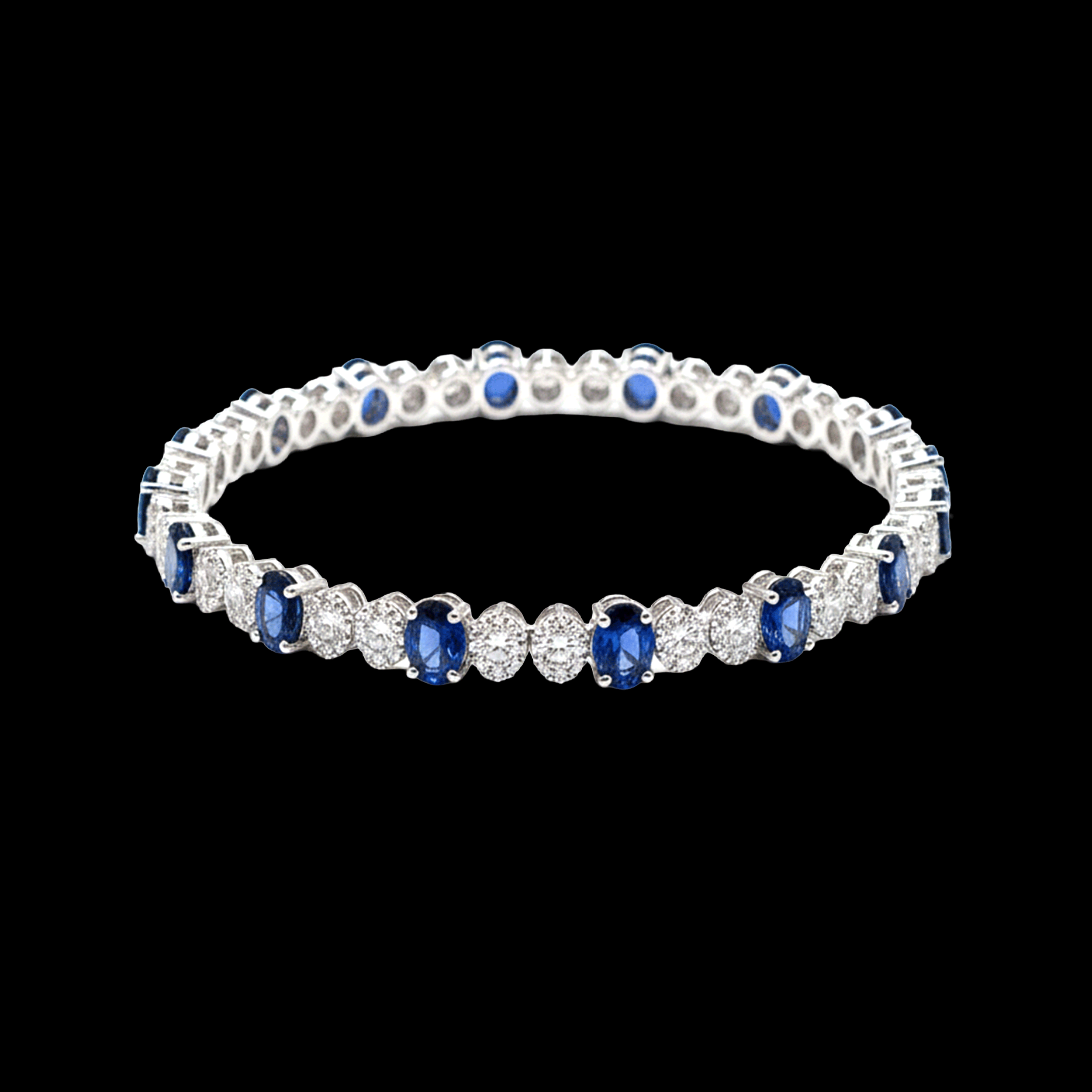 Pulso Tennis de Diamantes con Zafiros Azules