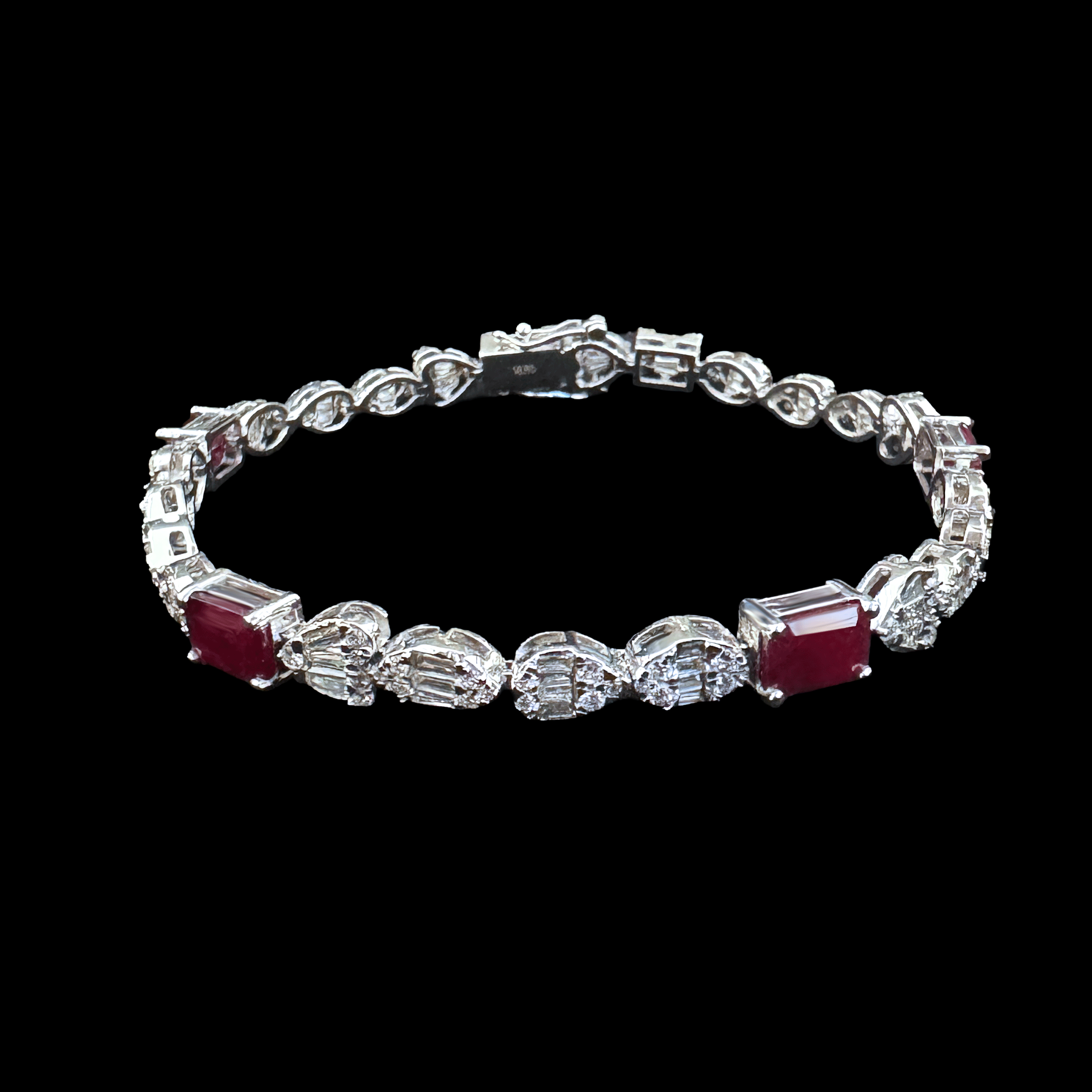 Pulso Tennis de Diamantes Blancos y Rubi