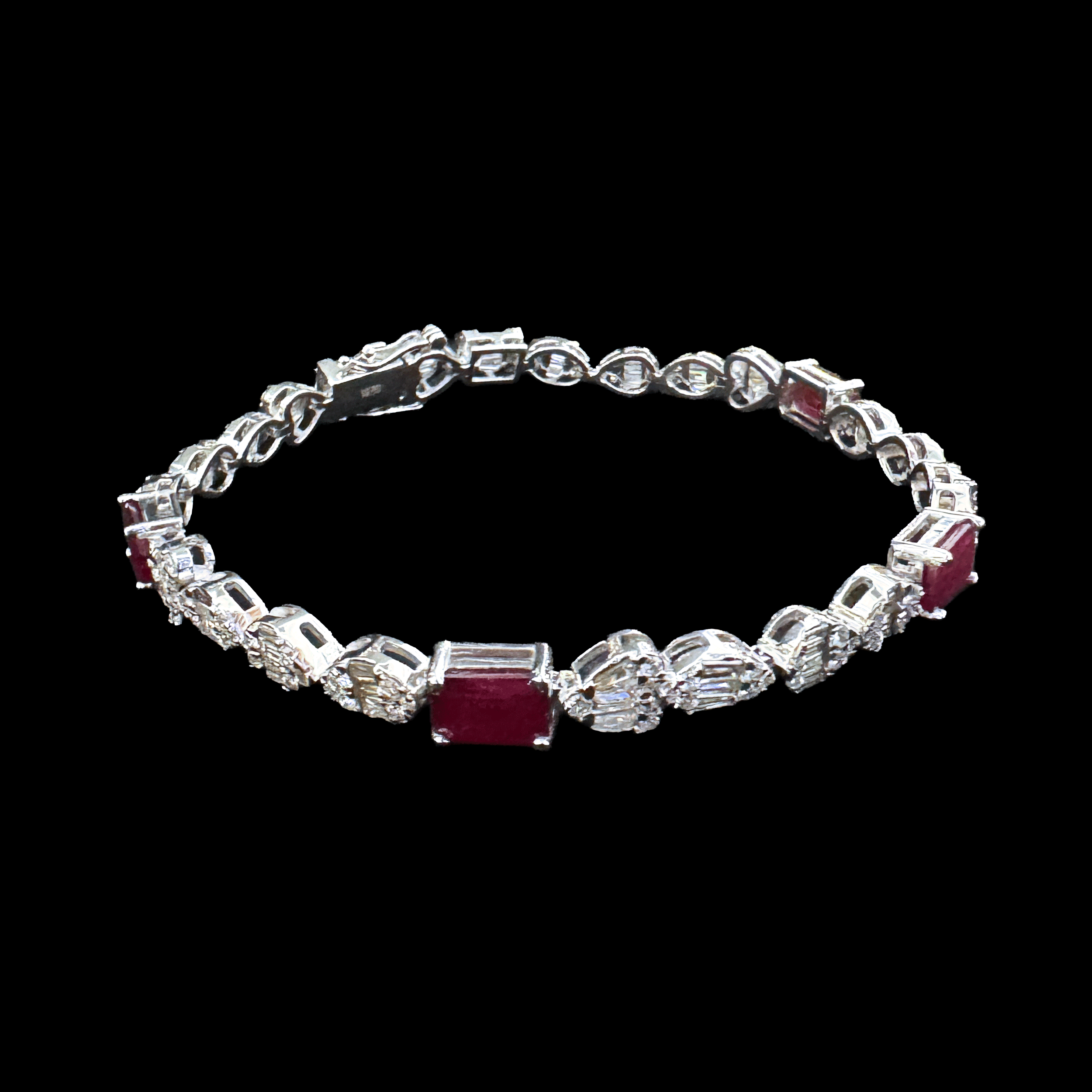 Pulso Tennis de Diamantes Blancos y Rubi