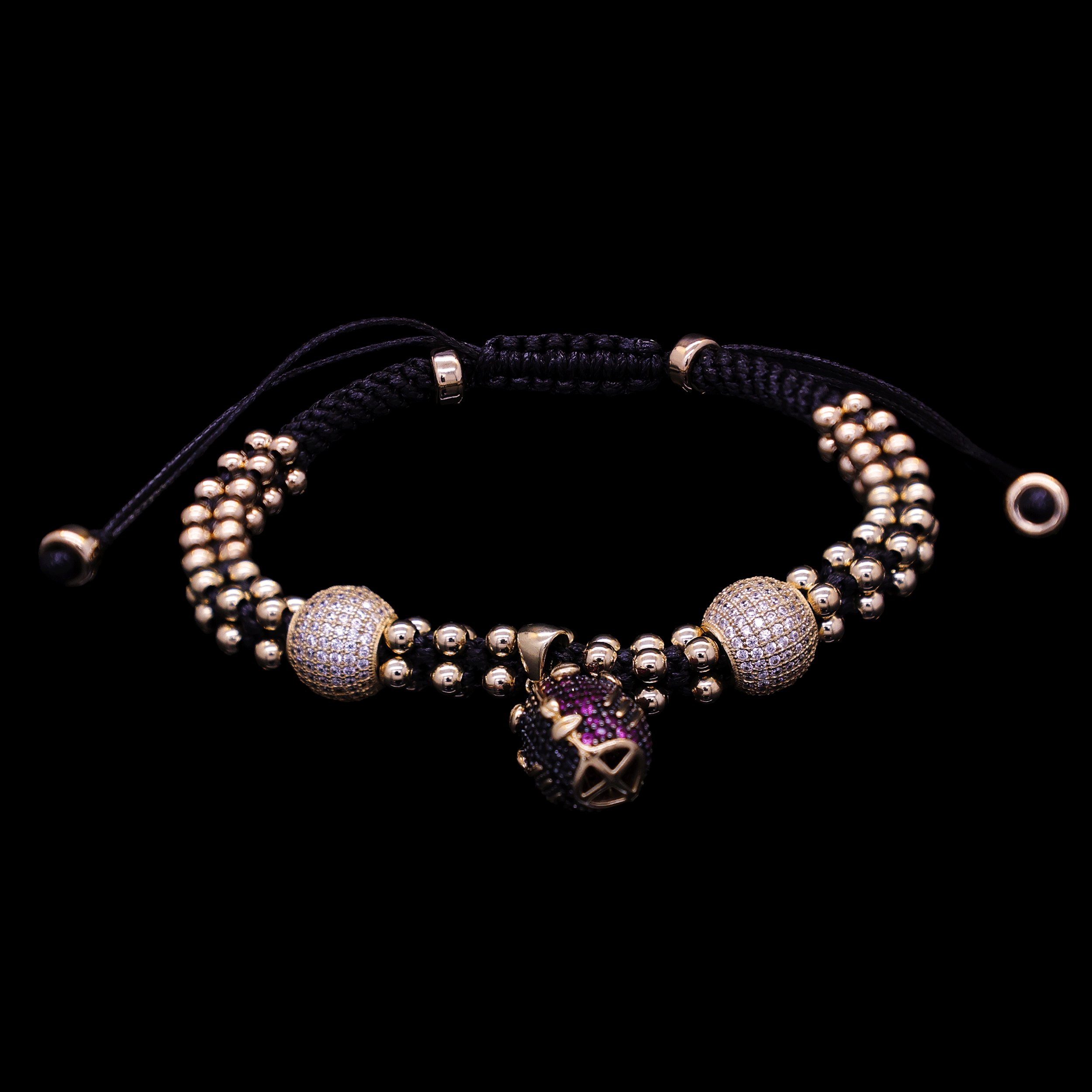 PULCERA TEJIDA HILO NEGRO DIJE ELEGGUA 10K