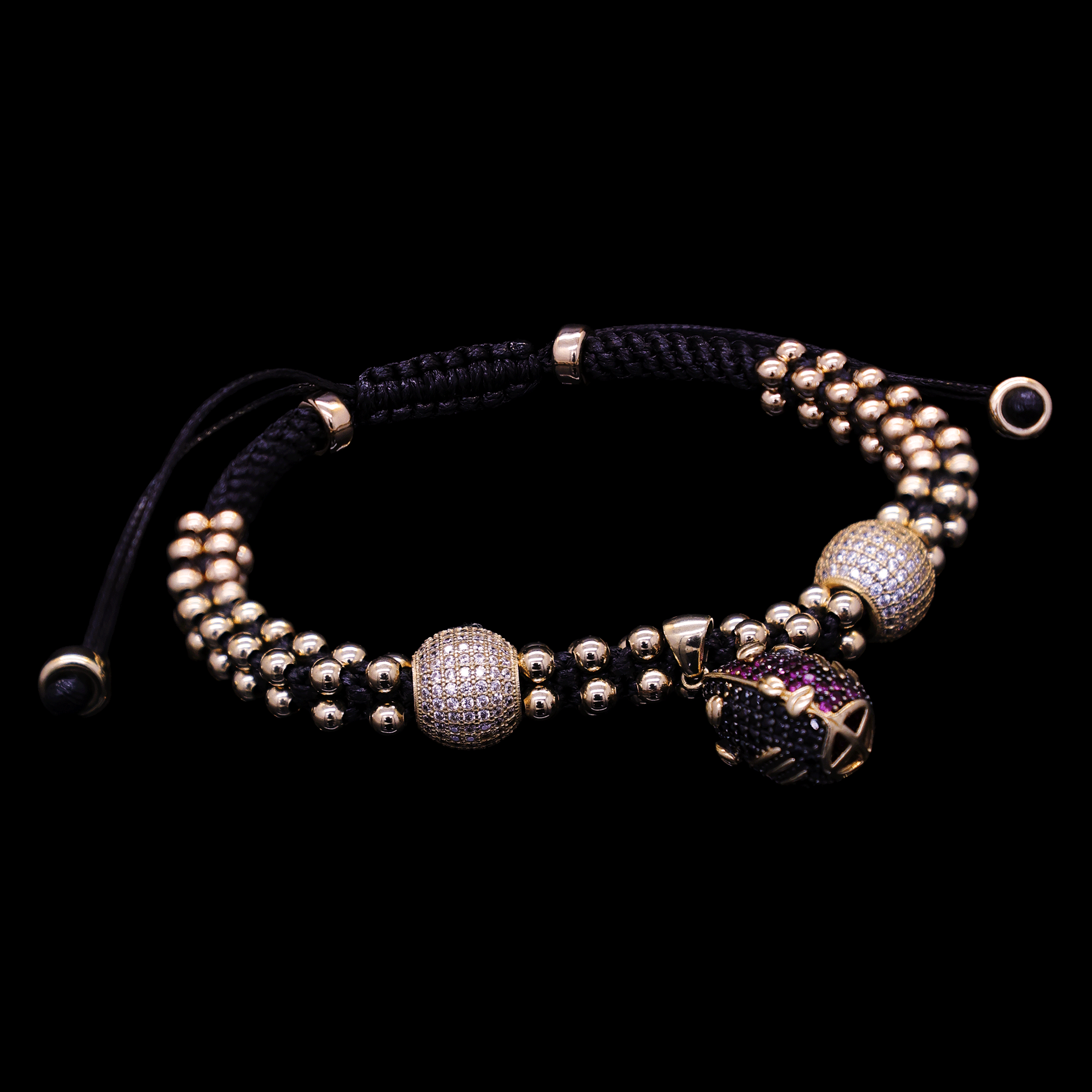 PULCERA TEJIDA HILO NEGRO DIJE ELEGGUA 10K