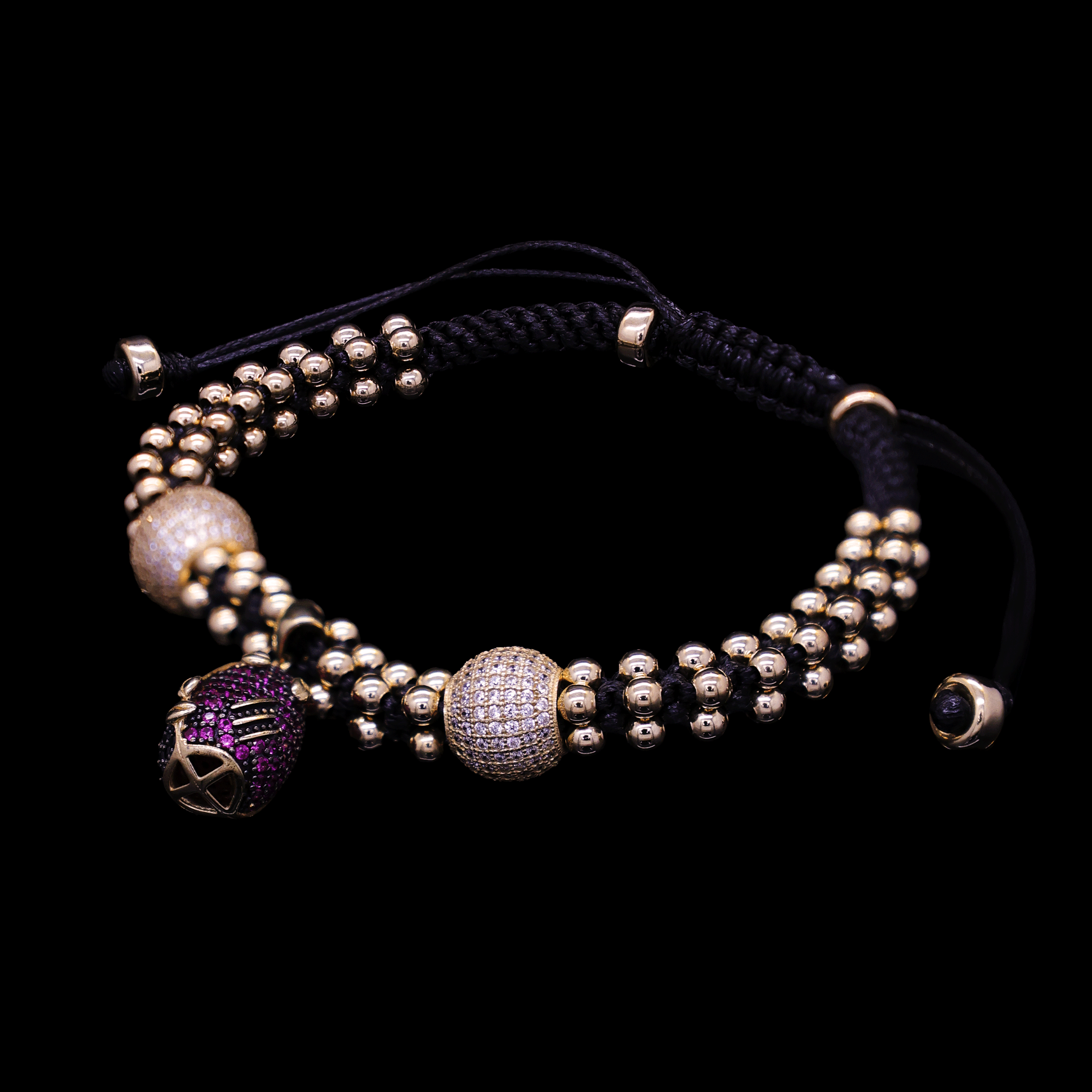 PULCERA TEJIDA HILO NEGRO DIJE ELEGGUA 10K