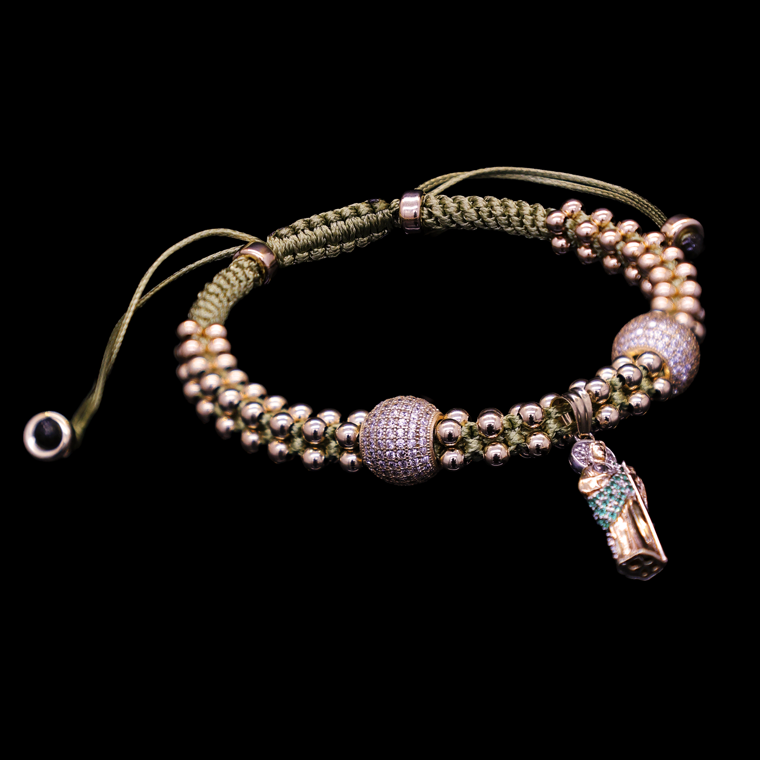 PULCERA TEJIDA HILO VERDE DIJE SAN JUDAS 10K