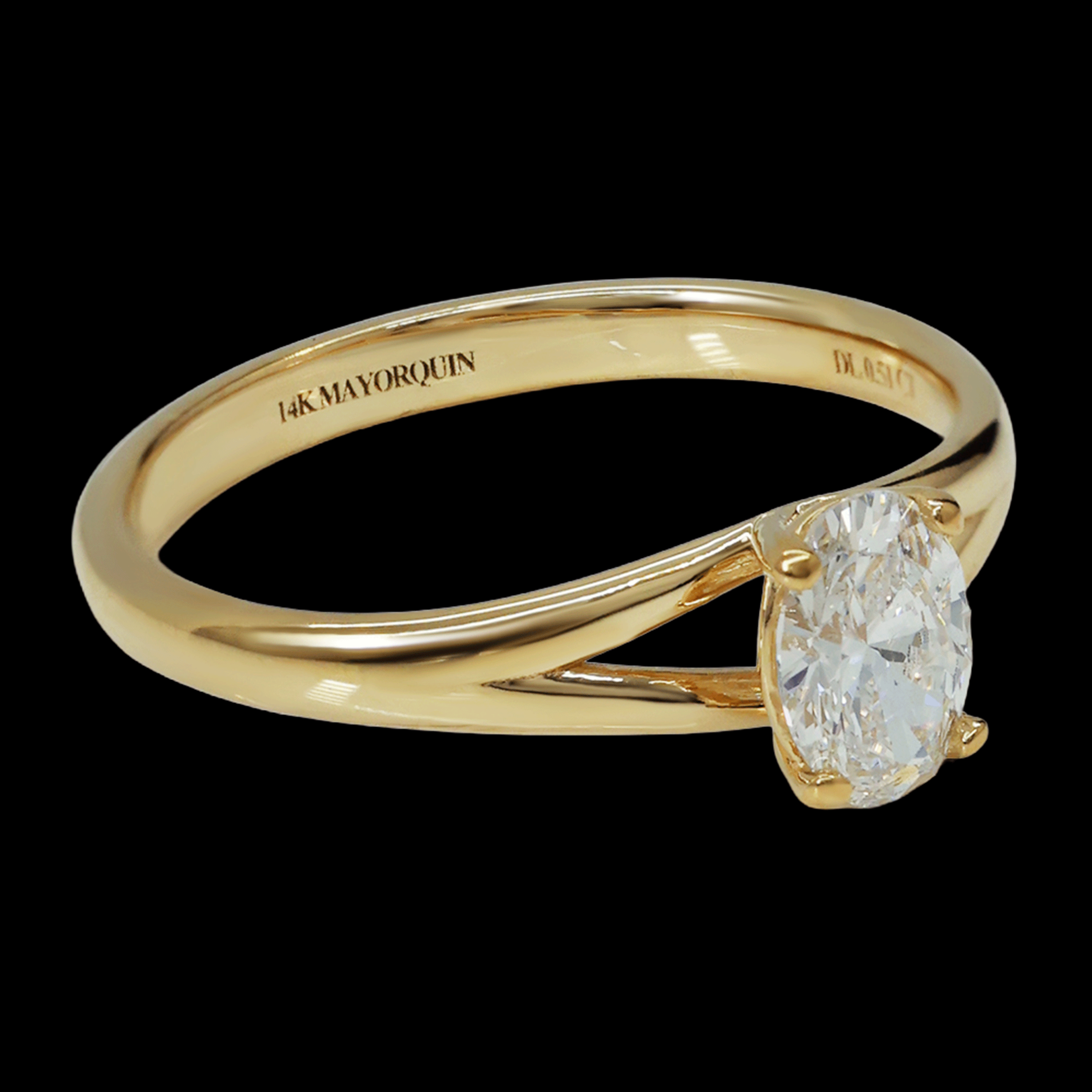 ANILLO C/DL OVAL  0.51CT 14K