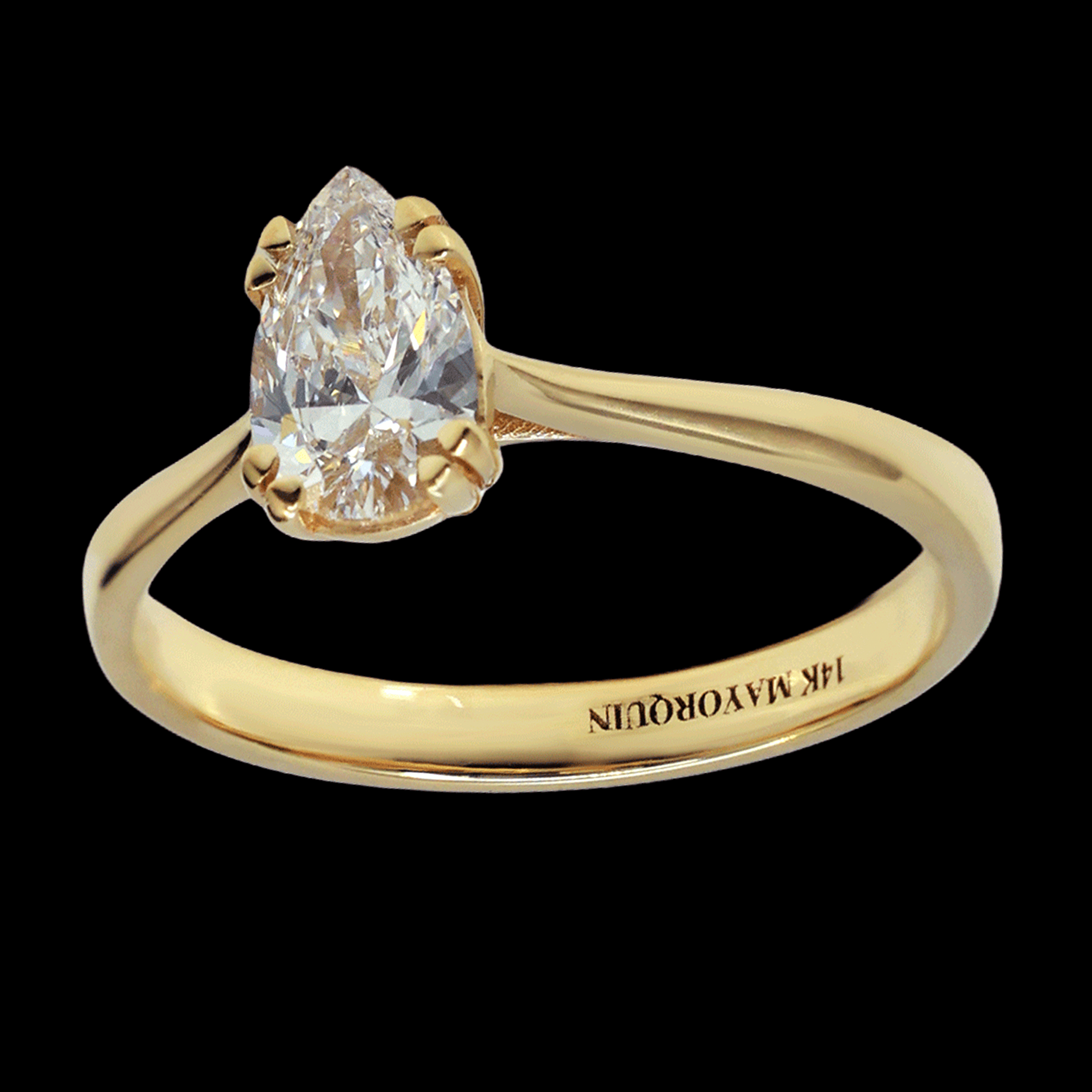 ANILLO C/DL PERA 0.52CT 14K
