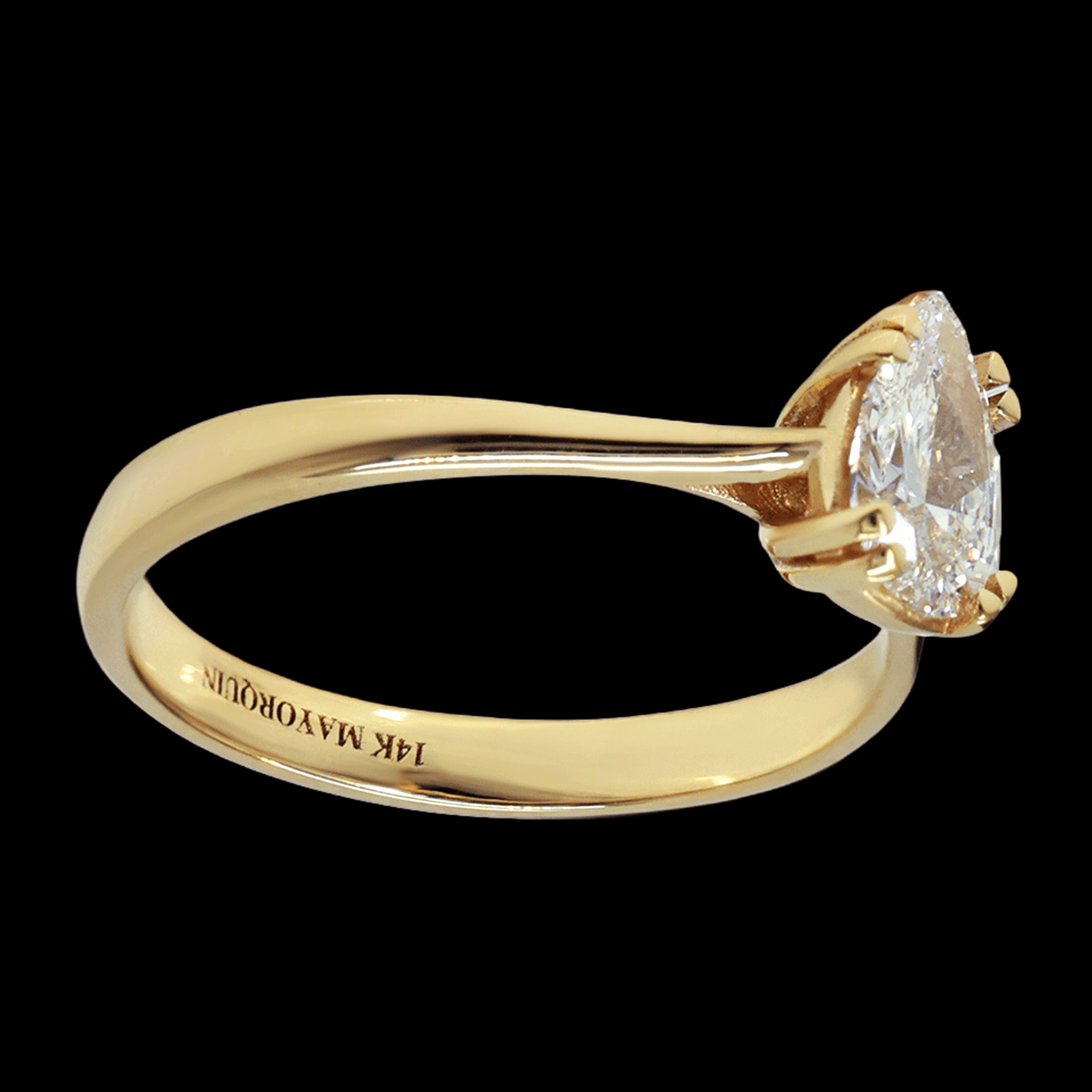 ANILLO C/DL PERA 0.52CT 14K