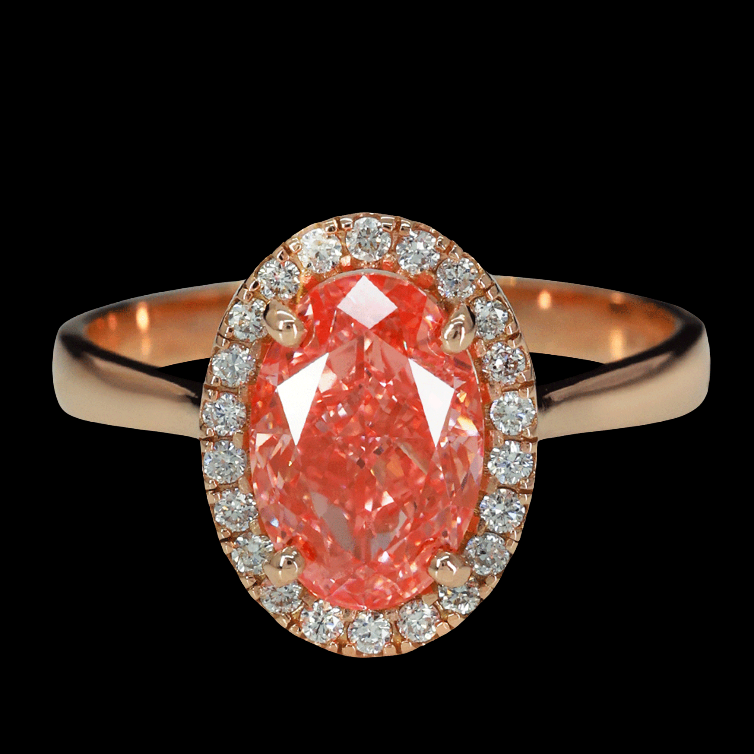 ANILLO DIAM LAB /OVAL FANCY VIVID PINK 2.04CT  14K
