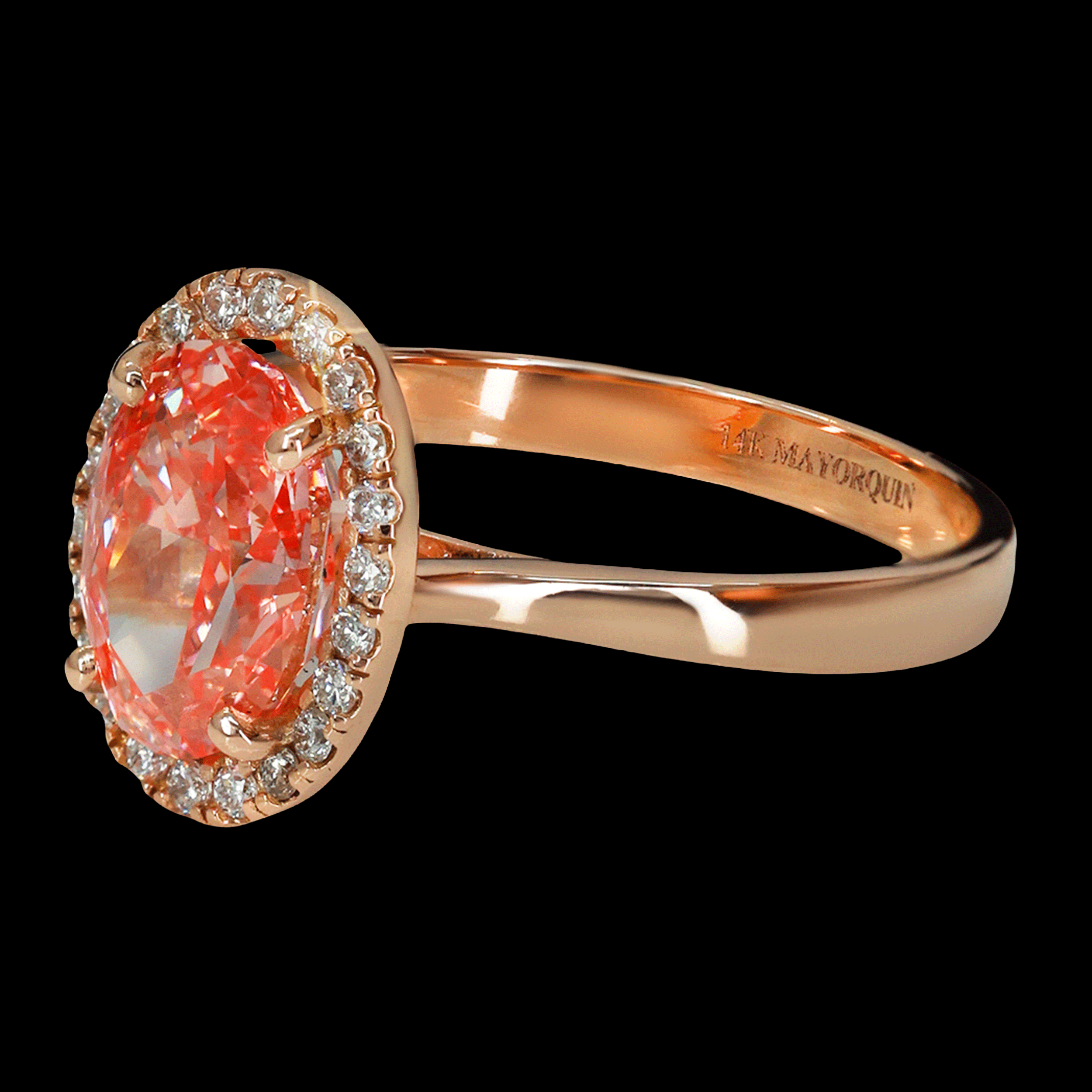 ANILLO DIAM LAB /OVAL FANCY VIVID PINK 2.04CT  14K