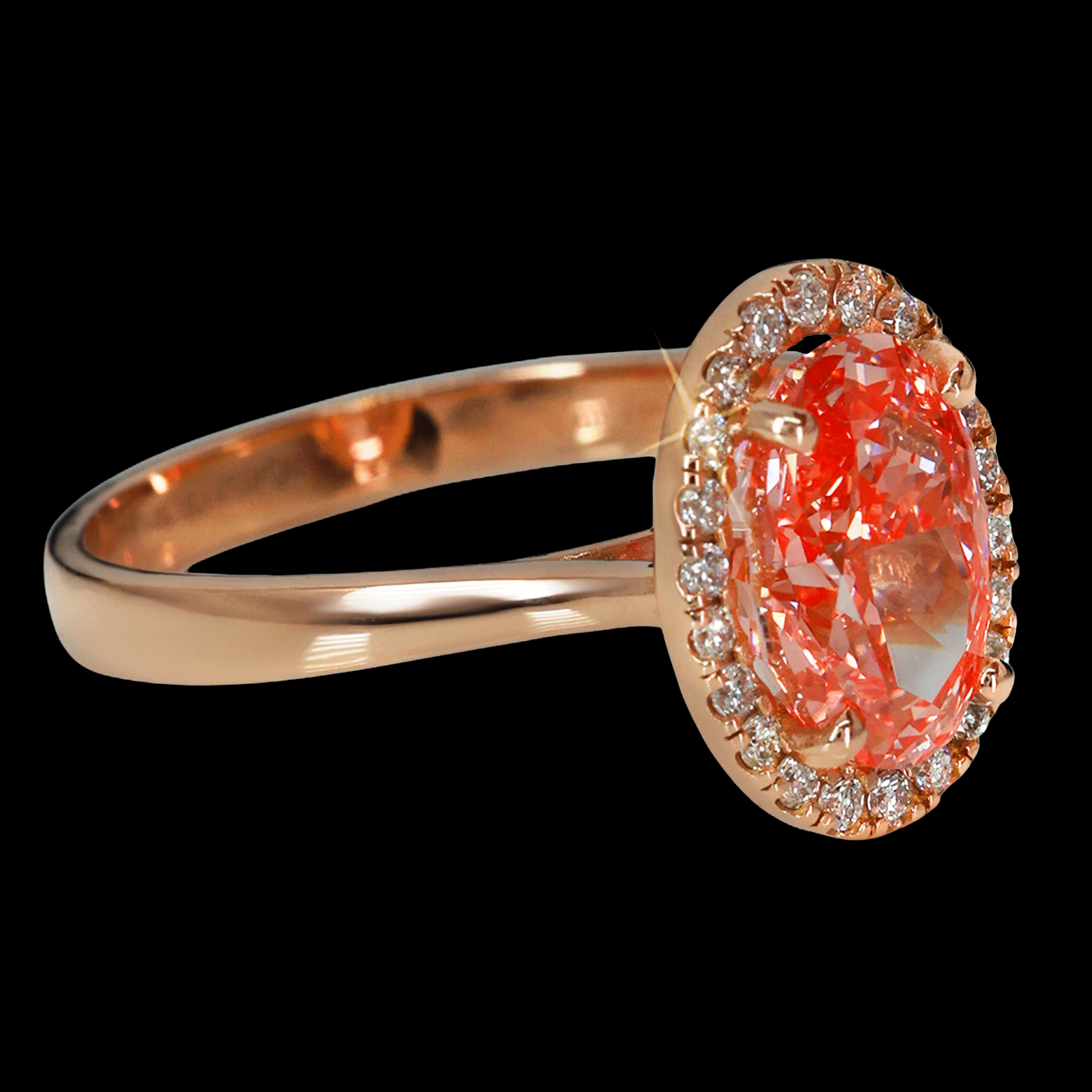 ANILLO DIAM LAB /OVAL FANCY VIVID PINK 2.04CT  14K