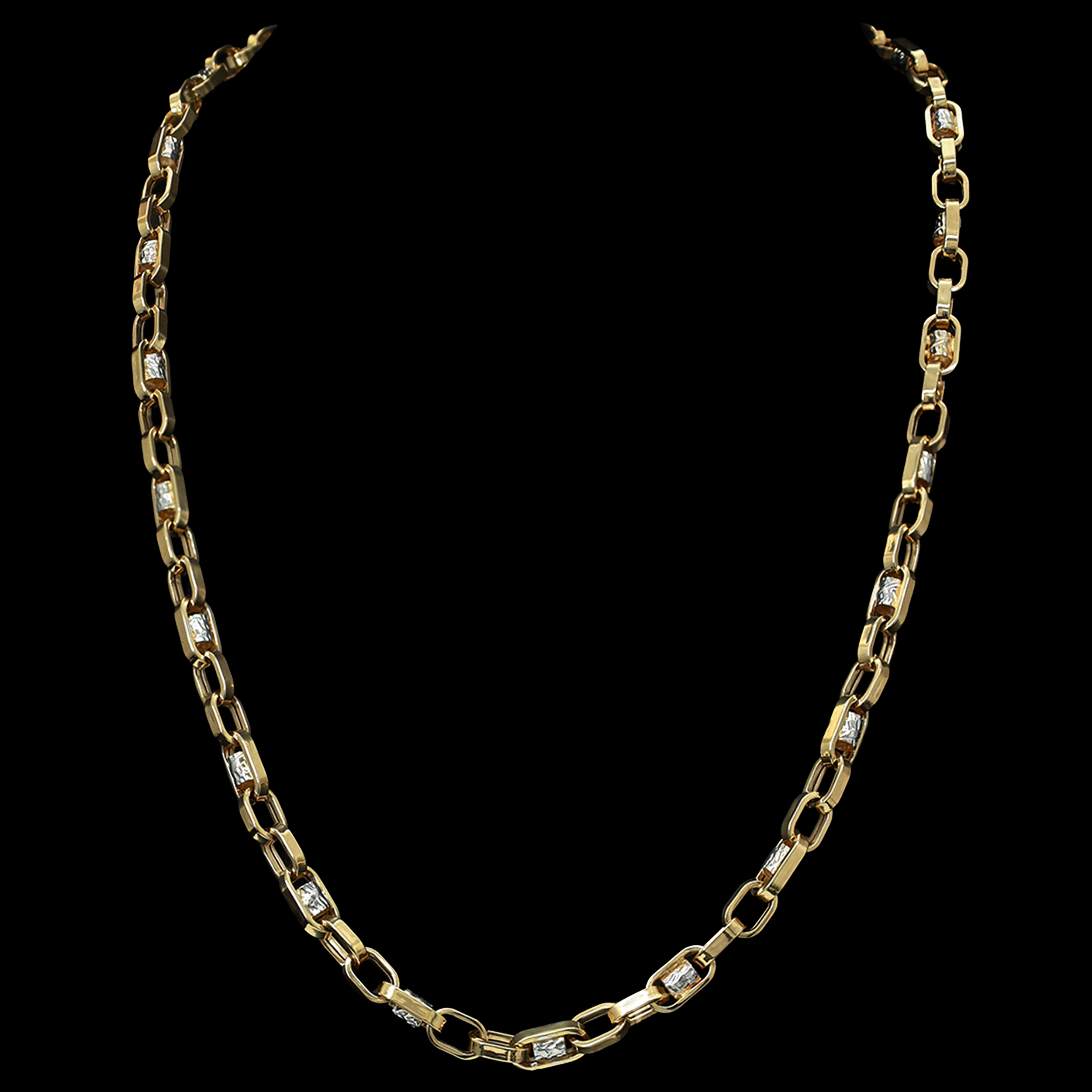 CADENA TIEJIDO ANCLA C/ARREGLOS CENTRALES 14K