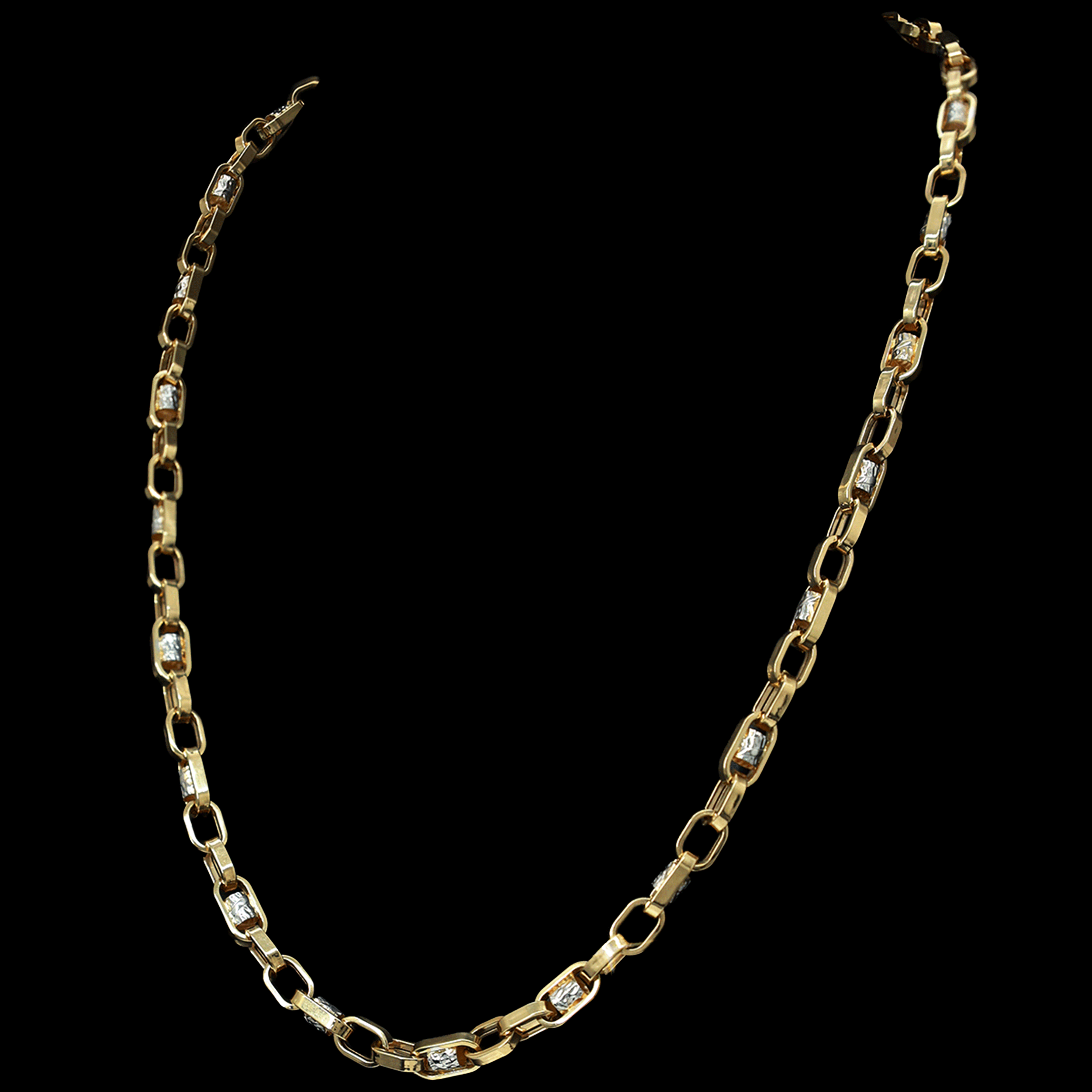 CADENA TIEJIDO ANCLA C/ARREGLOS CENTRALES 14K
