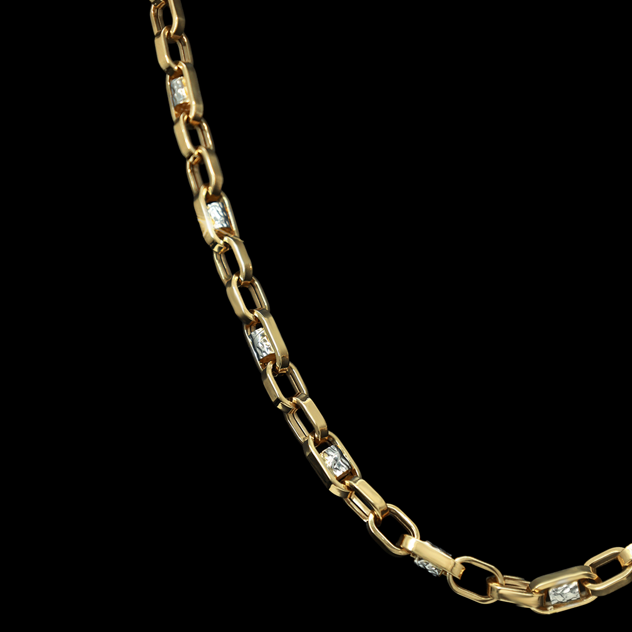 CADENA TIEJIDO ANCLA C/ARREGLOS CENTRALES 14K