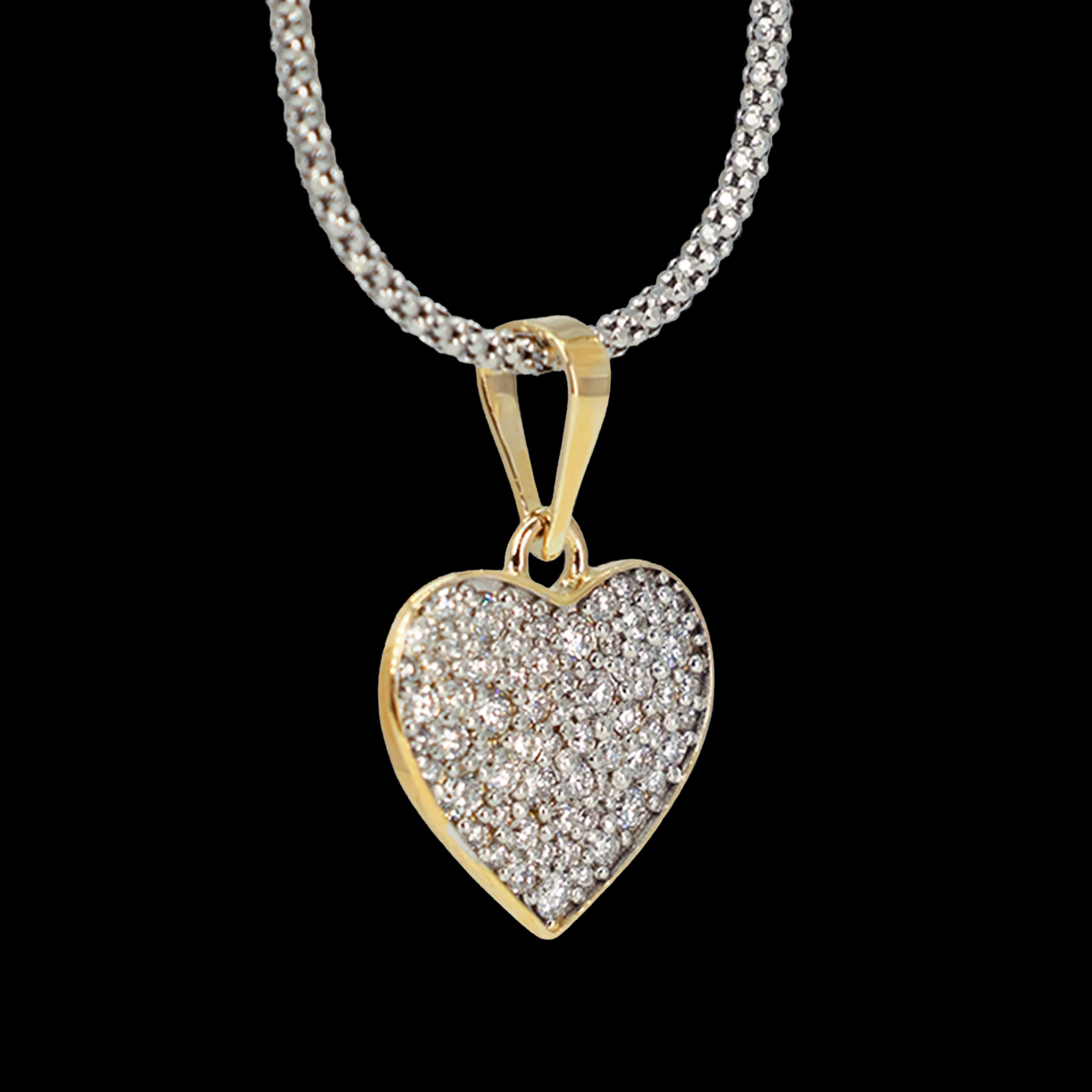 DIJE CORAZON FULL ICE 14K/DIAN NAT