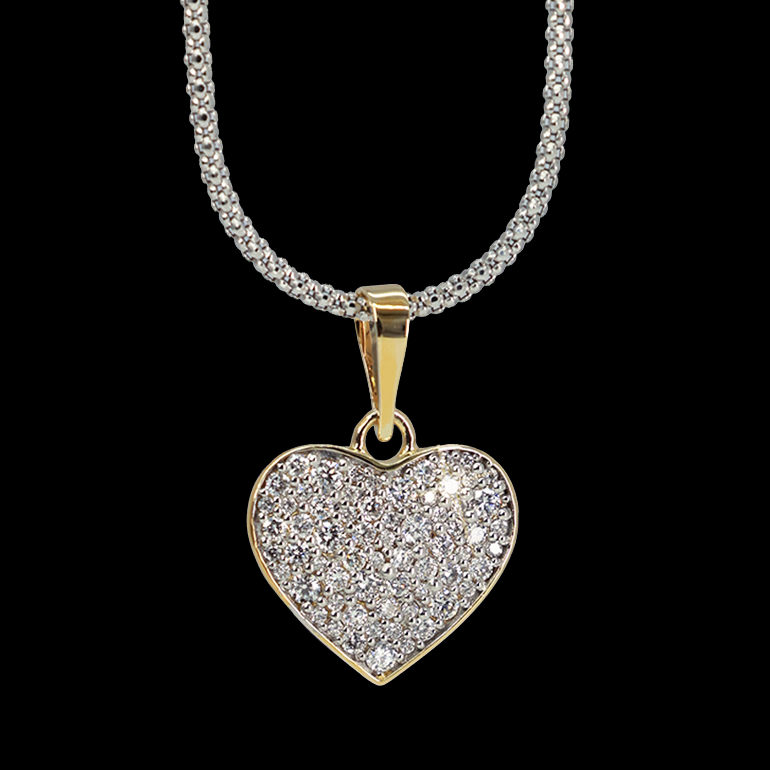 DIJE CORAZON FULL ICE 14K/DIAN NAT
