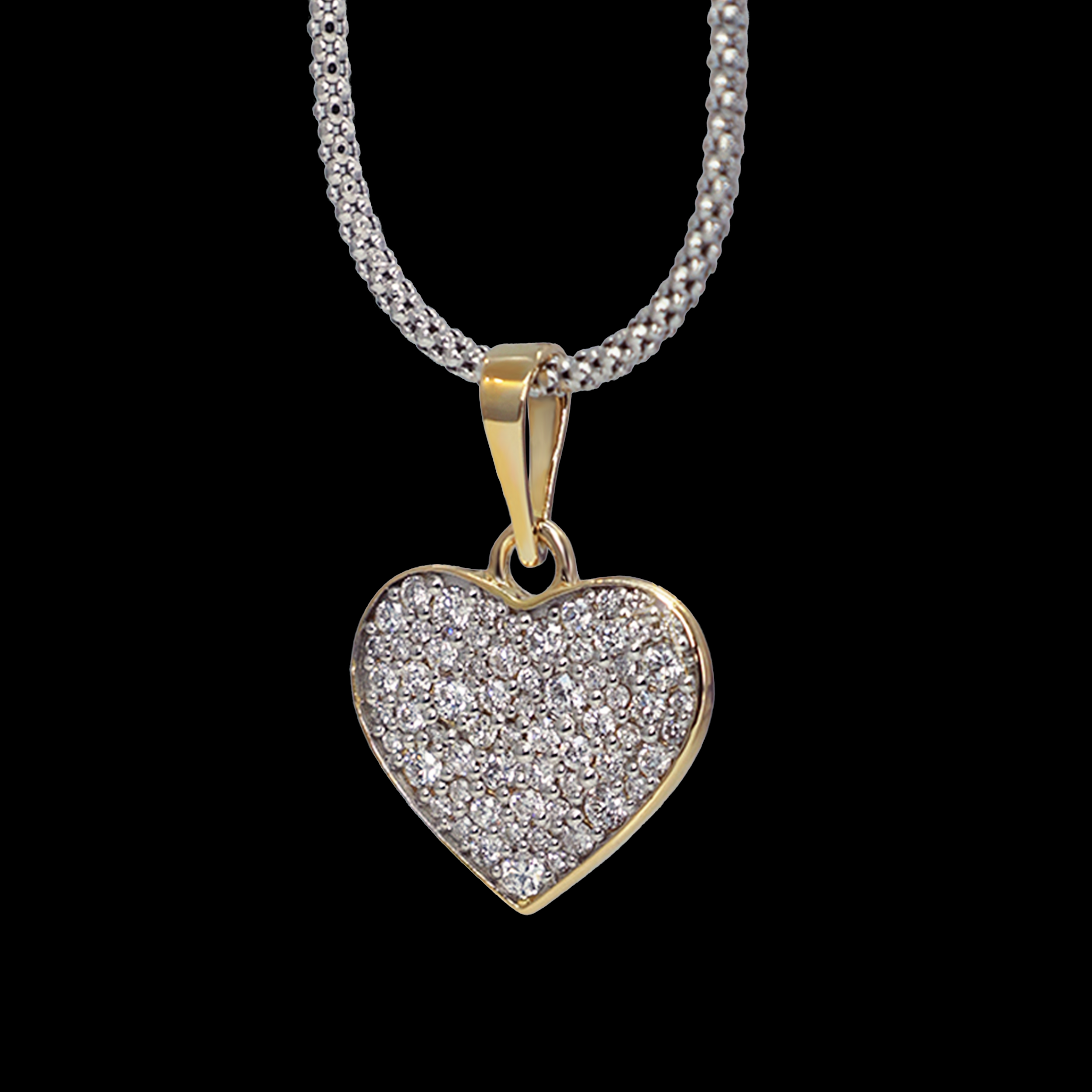 DIJE CORAZON FULL ICE 14K/DIAN NAT